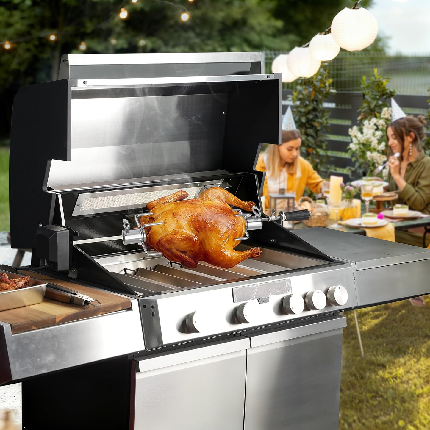 Skyflame Universal 304 Stainless Steel Rotisserie Meat Forks - Fits 1/2-Inch and 3/8-Inch Hexagon & 3/8-Inch and 5/16-Inch Square & 1/2-Inch Round Spit Rods