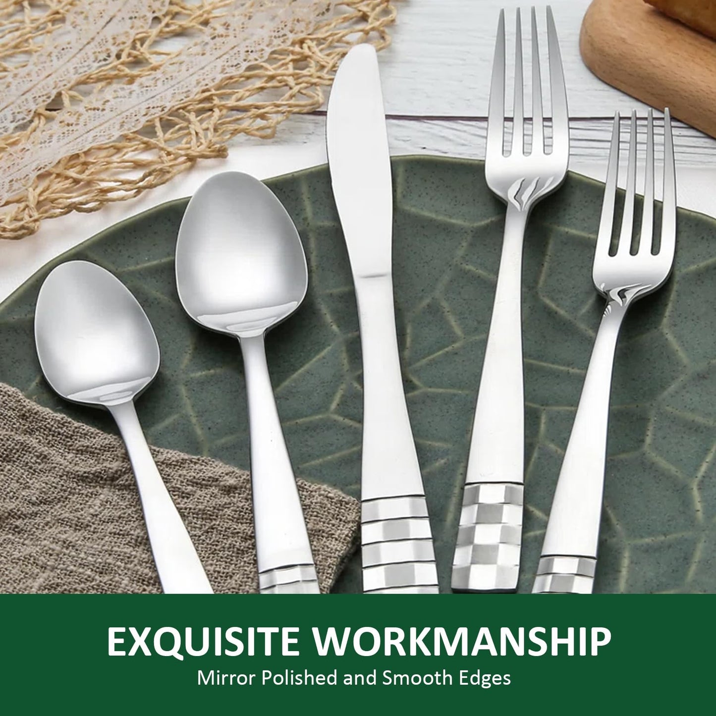 KOOMADE 20-Piece Silverware Set for 4 - Stainless Steel Flatware Cutlery Utensil Set Set, Durable Mirror Polished & Dishwasher Safe Flatware Set Include Forks Spoons Knives for Home Wedding Restaurant