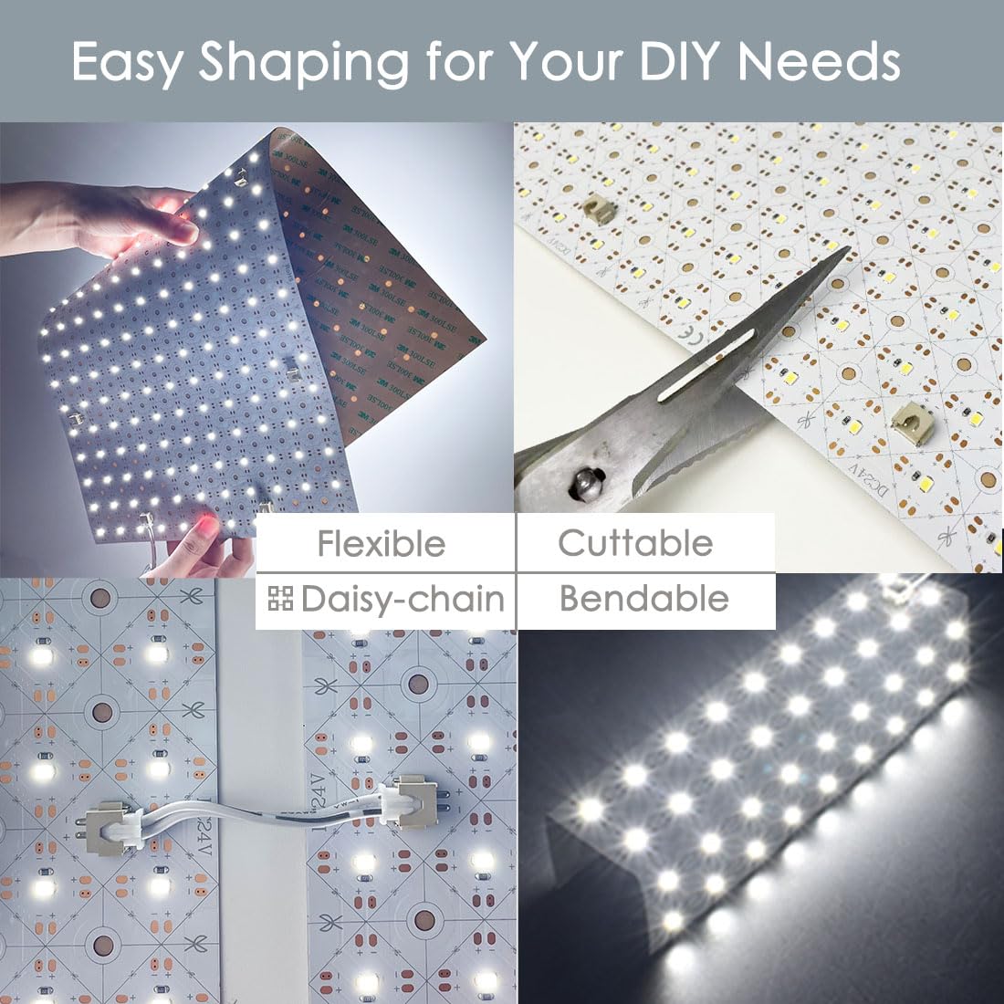 VALIKIY 12-Pack LED Backlight Sheet 24V 36W 6000K White, 19.3X9.6 inches Each Unit, Dimmable Flexible LED Panel Sheet for Backlit Translucent Stone/Marble/Onyx/Quartz Countertops Walls