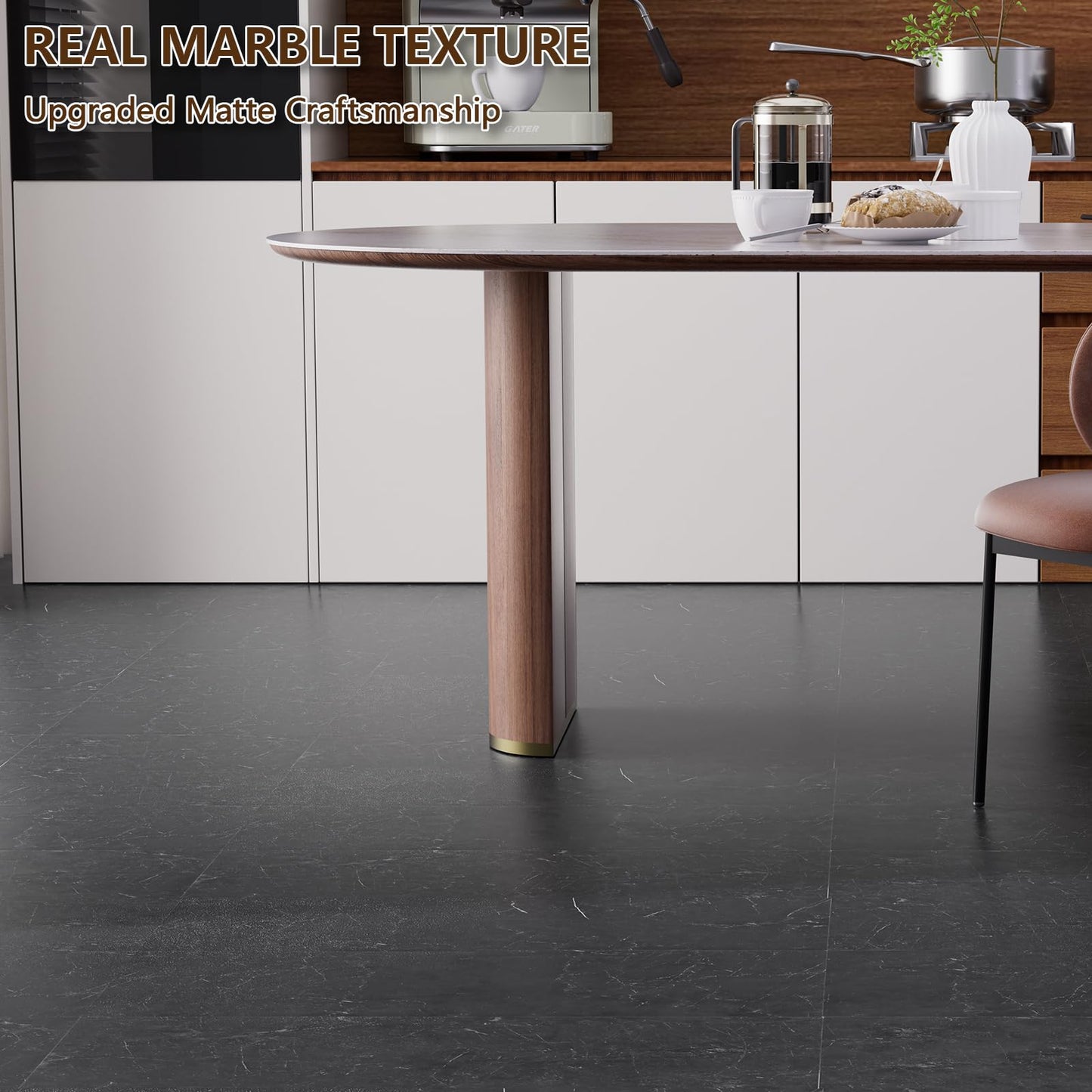 Peel and Stick Floor Tile, 30-Pack 12" x 12" Vinyl Flooring, Waterproof Self-Adhesive Luxury Vinyl Tiles, Easy DIY for Living Room, Kitchen, Dinning Room, RV, Cover 30 Sq. Black Vein Marble