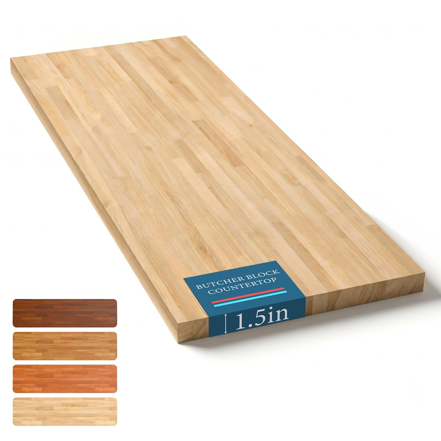 Unfinished Birch Butcher Block Countertop - Solid Wood Cutting Board for Kitchen Island, DIY Desk & Washer Dryer Top, Customizable Surface, 72" x 25" x 1.5" Thick