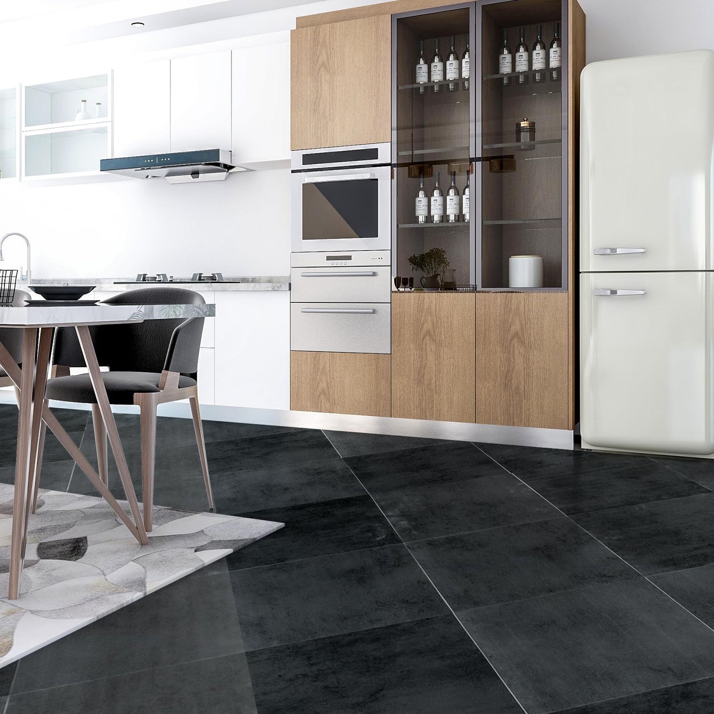 Art3dwallpanels Peel and Stick Floor Tiles 30-Pack 12 x 12 inch, Self Adhesive Waterproof Vinyl Flooring Marble Pattern for Kitchen, Dining Room, Bedrooms, Cover 30 Sq. Ft, Black Marble