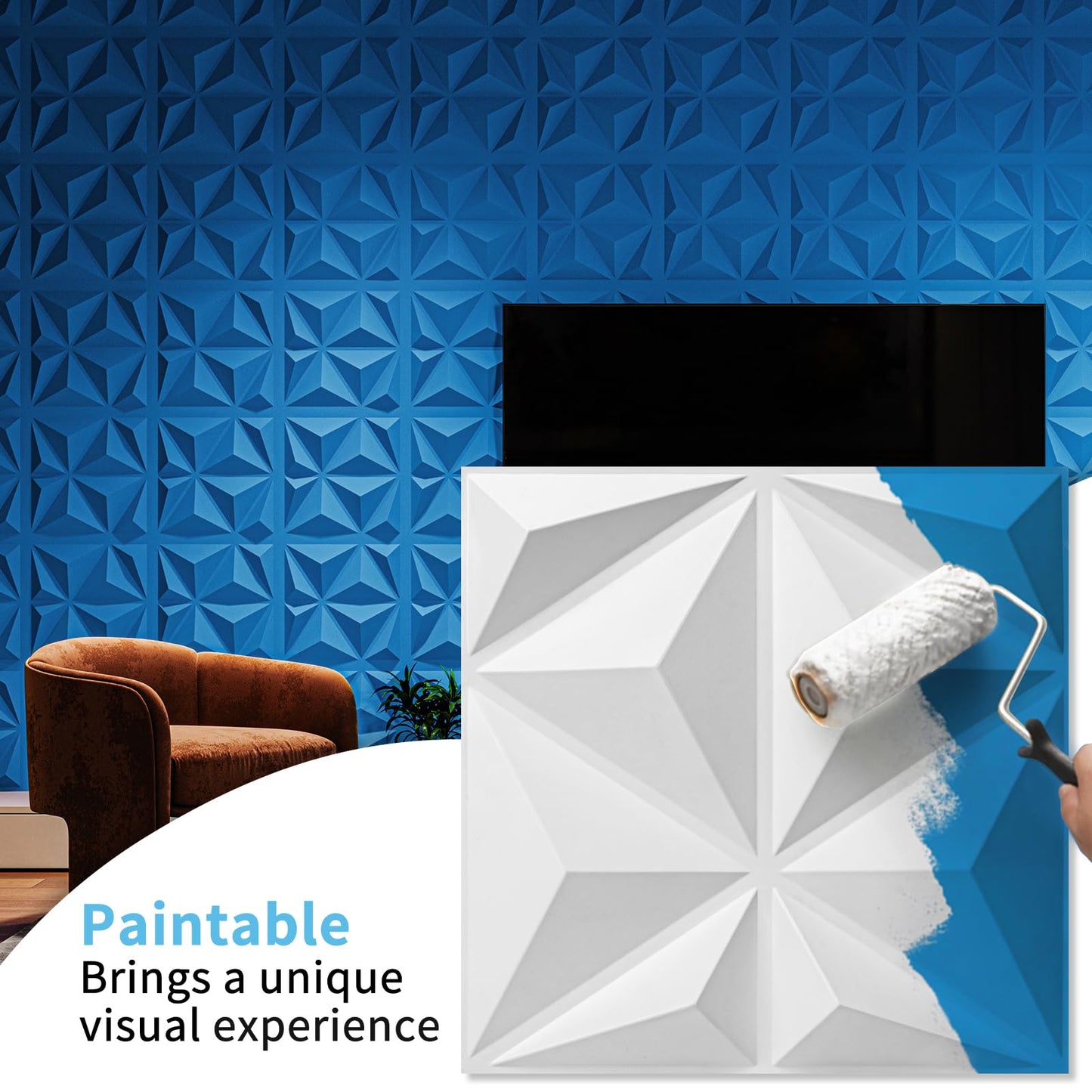Art3d 20 Pack Decorative 3D Wall Panels, 19 Sq.Feet PVC Interior Wall Décor, 11.8"x11.8", White