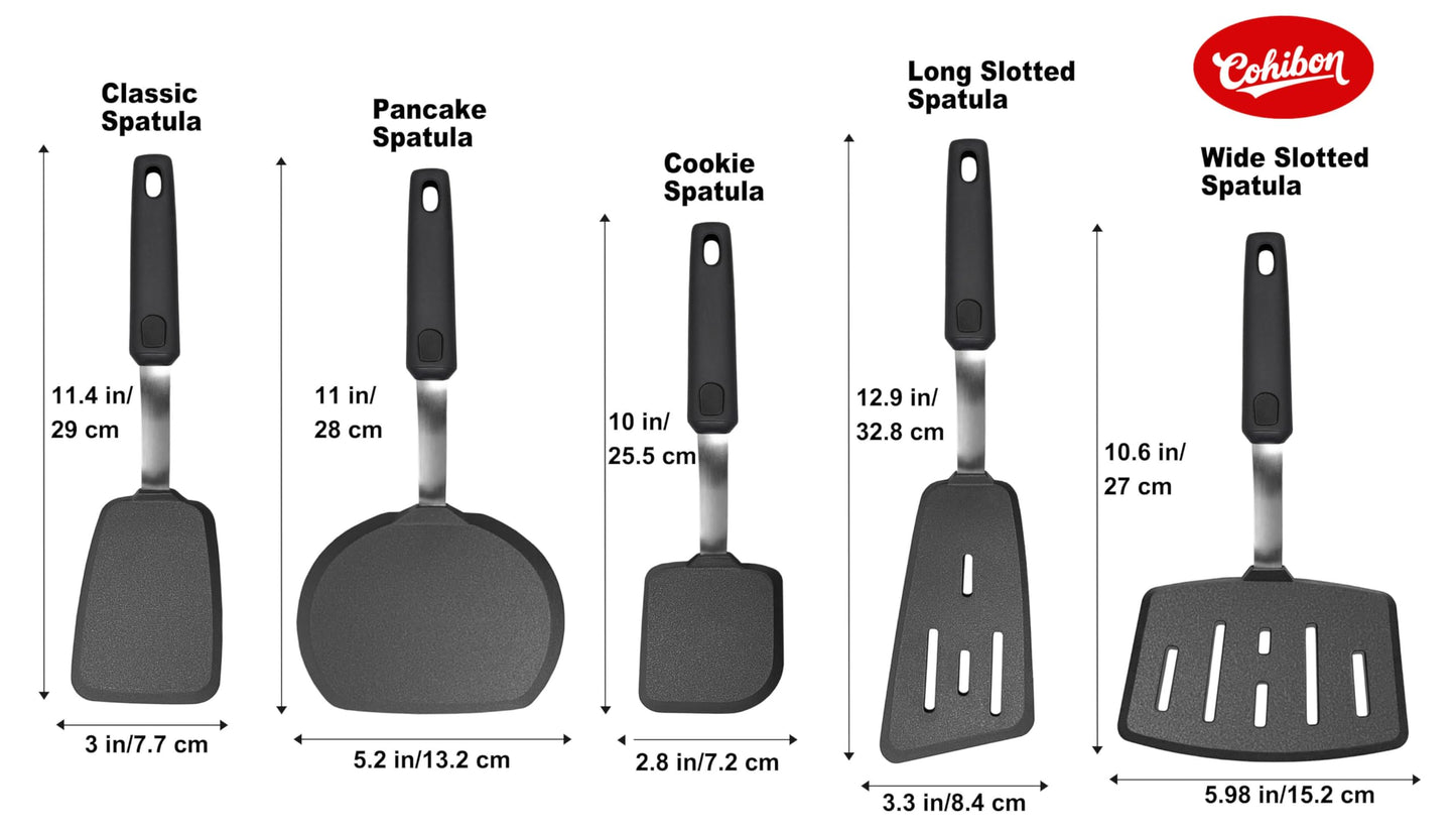 Silicone Spatula Set, Spatulas Silicone Heat Resistant Mixed 5 Piece Kitchen Cooking Utensils Set for Nonstick Cookware - Flexible Stainless Steel Core with Full Silicone, Dishwasher Safe