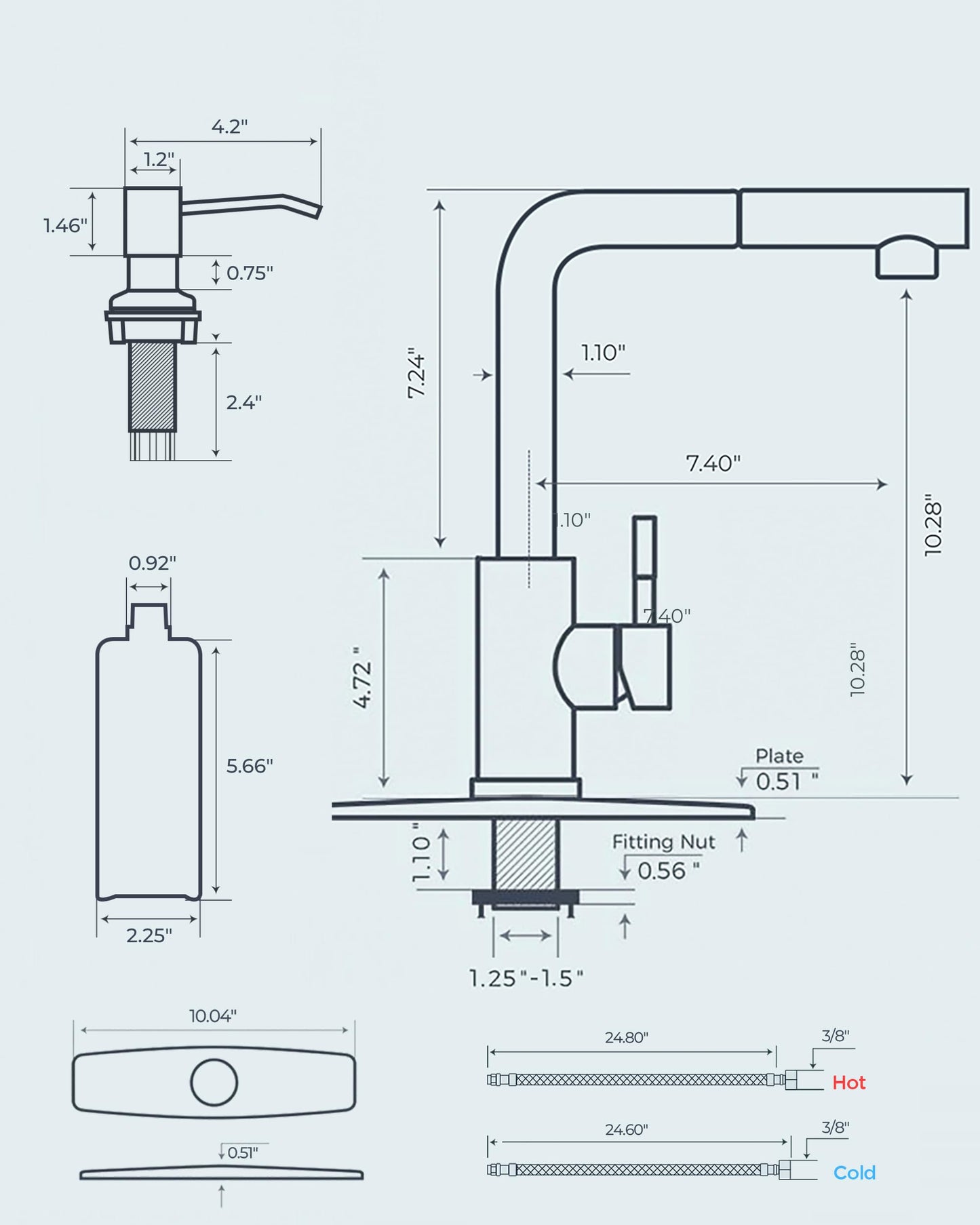FORIOUS Gold Kitchen Faucet with Soap Dispenser, Stainless Steel Sink Faucet with Pull Out Sprayer Modern Single Handle Suitable for RV Bar Farhouse Laundry Outdoor