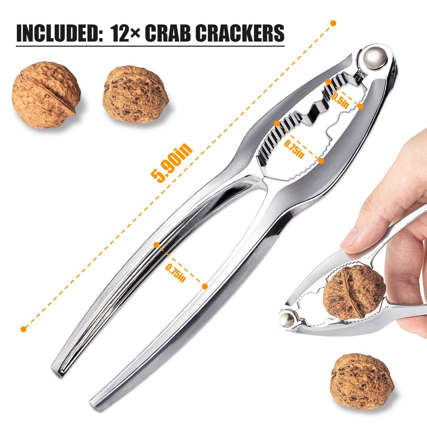 12Pcs Crab Crackers and Tools, Nut Crackers for King Crab Legs, Stainless Steel Seafood Tools Set Cracker Lobster Cracker Crabs Crackes Sets Nut Cracke Tools