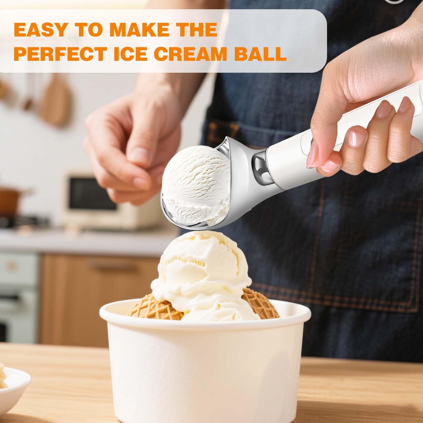 Heated Ice Cream Scoop Rechargeable, Waterproof Electric Ice Cream Scoop for Hard Ice Cream, Rechargeable with LED Display, Heats to 158°F for Dessert Shops, Homes Kitchen Gadgets