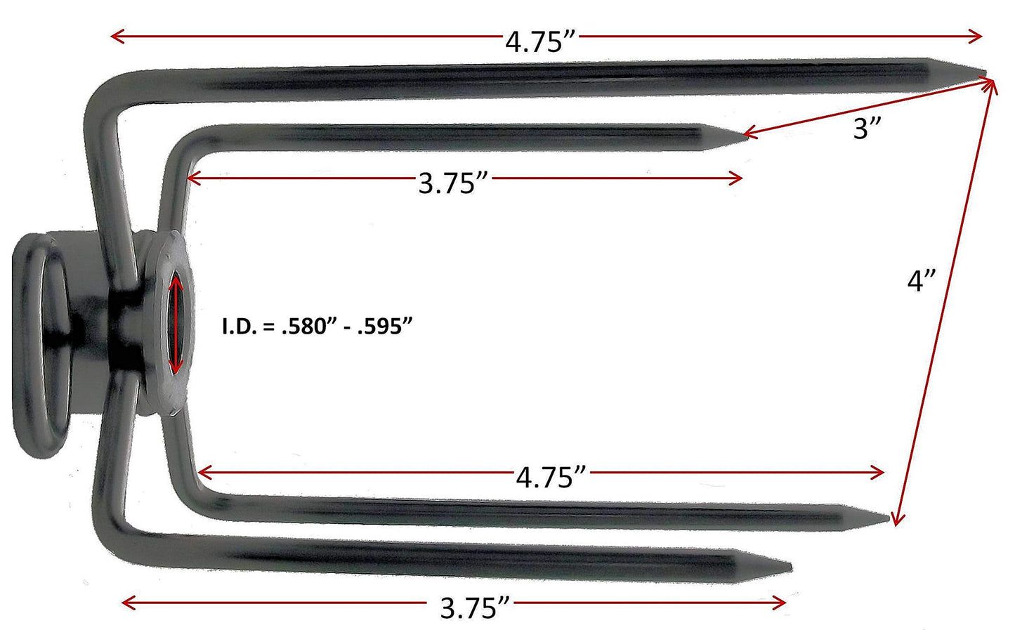 OneGrill Stainless Steel Grill Rotisserie Spit Rod Forks (Fits: 1/2 Inch Hexagon, 3/8 Inch Square, 1/2 Inch Round)