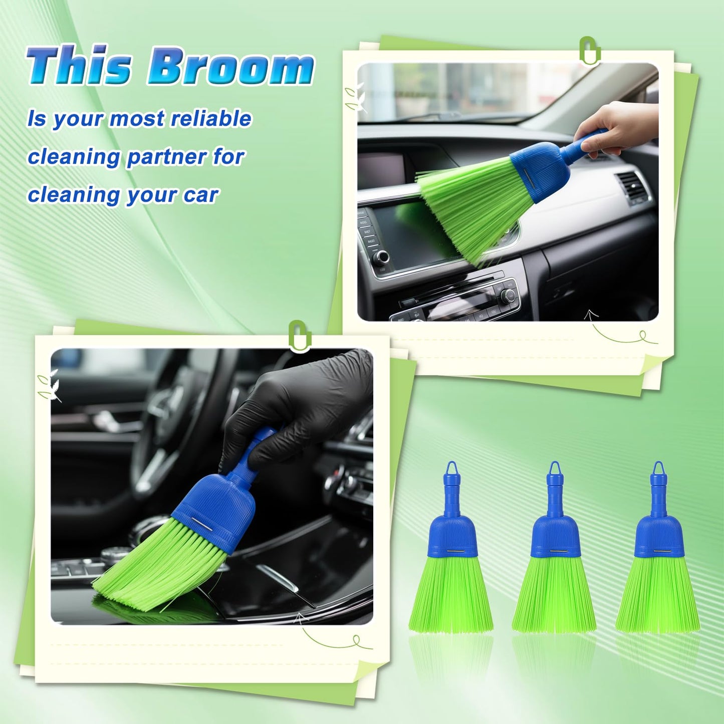 Afcabakila 6 Pcs Soft Bristle Broom, Poly Fiber Whisk Broom with Hang Hole, Handheld Brush for Indoor Outdoor Cleaning, Car, Porch, Floor, Room & Deck, Dust Dirt Remover, Compact, Easy Storage