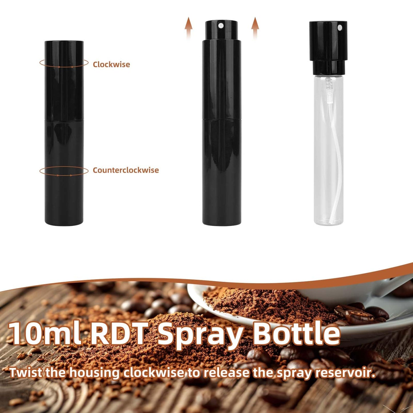 Coffee Bean Dosing Cup and Spray Bottle Set, Walnut Wood Bean Measuring Tray Espresso Accessories Tools Kit with RDT Static Reduction Spray Spritzer for Coffee Lovers Gift