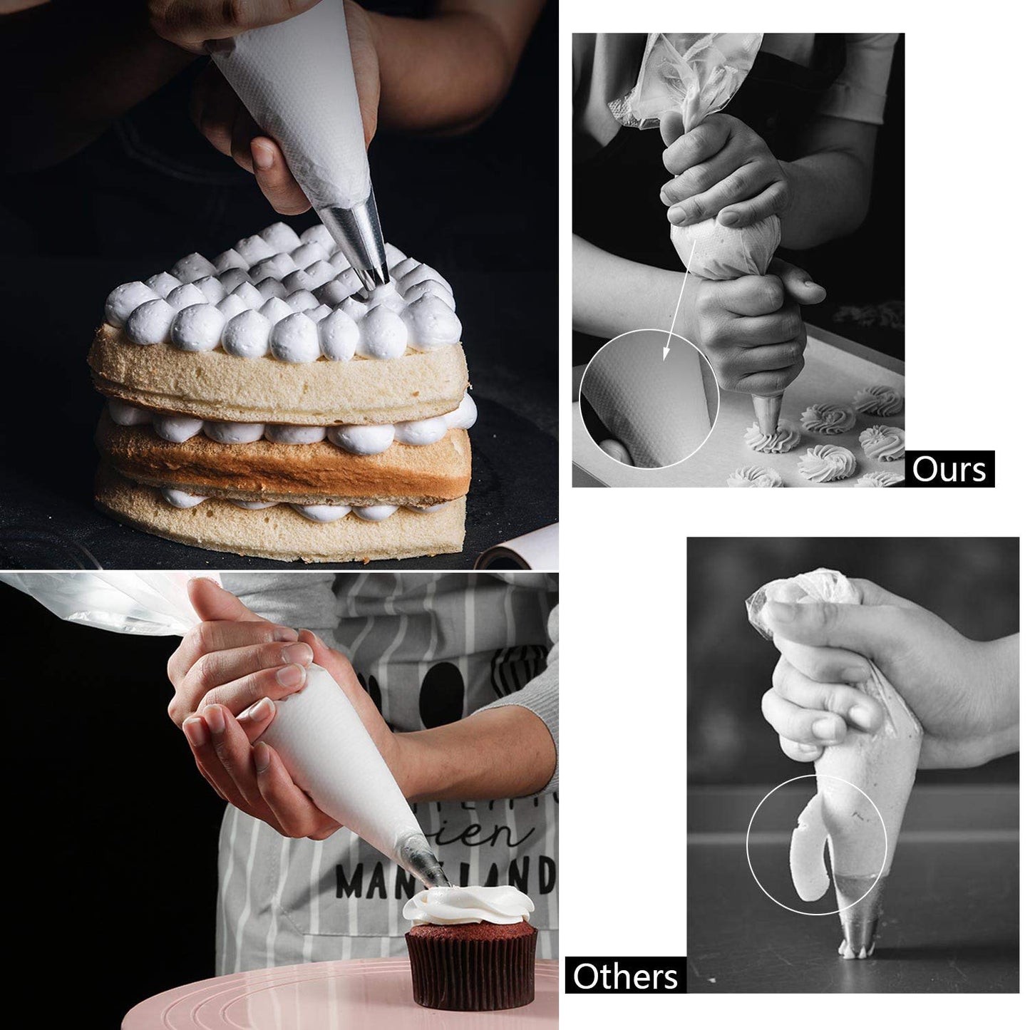 LoveBB 500 Pcs Piping Bags Disposable 10.6 inch Thick Tipless Pastry Bags Icing Frosting Bags for Baking Cookies Cupcake Decorating Supplies