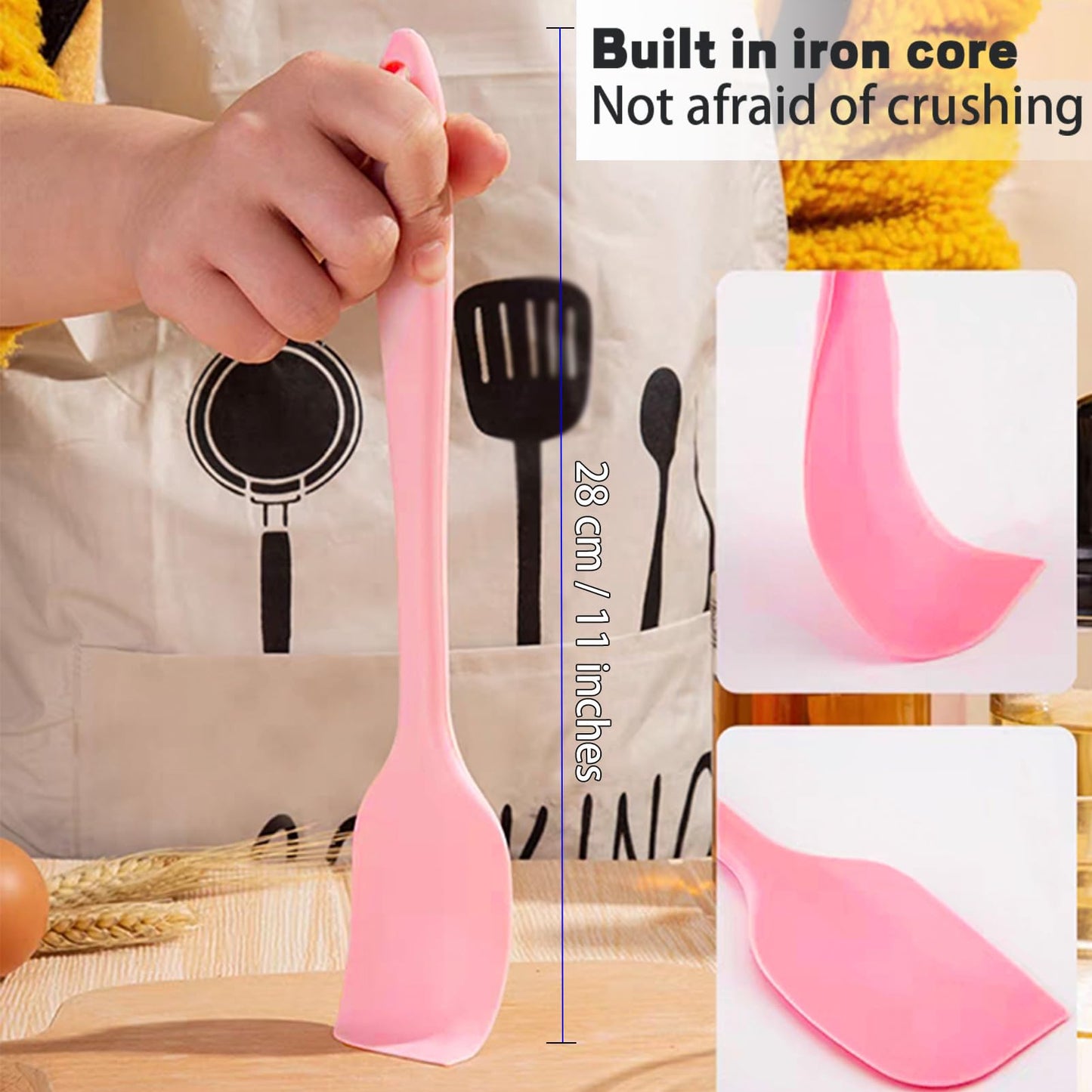 8 Pieces Silicone Spatulas, 11 inch Heat-Resistant Non-stick Spatulas with Stainless Steel Core for Cake Cream Cooking Gadget by COLOGO (11 inch)