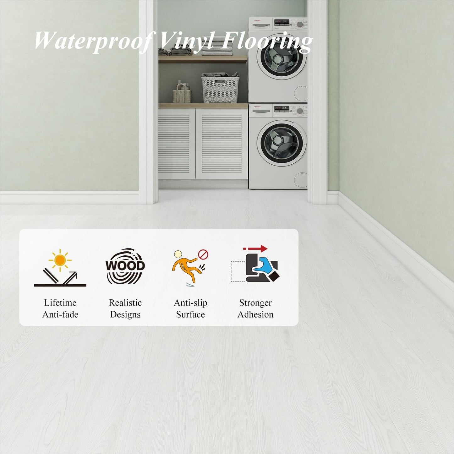 Mysflosy Self-Adhesive Vinyl Flooring Plank, 36 Pack - 6 x 36 inch, Natural Wood Grain Peel and Stick Flooring Waterproof for DIY Installation, Cover 54 Sq. Ft