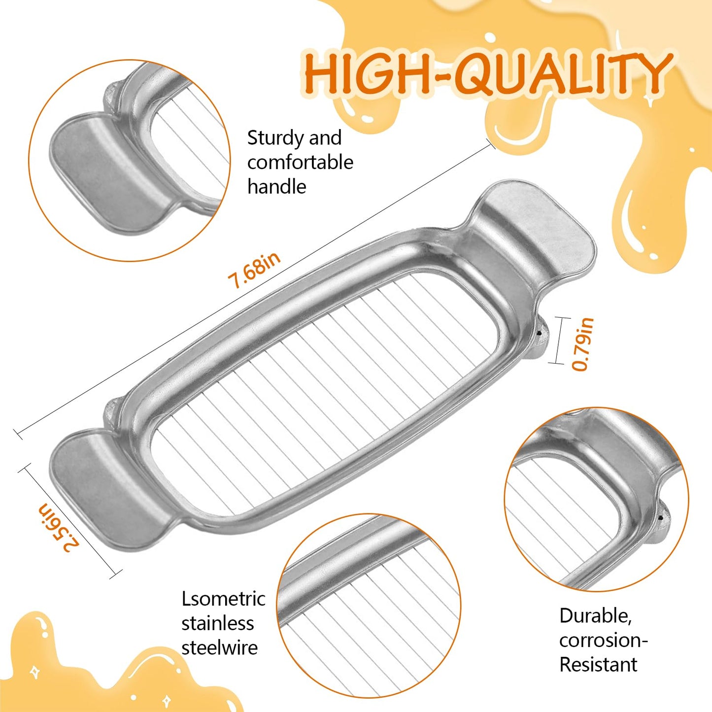 Butter & Cheese Slicer Cutter, Stainless Steel Wire Cheese Slicer, Safe for Food Contact, Multipurpose Handheld Butter Cutter for Block Cheese, Butter, Soft Fruits, and Dishwasher Safe
