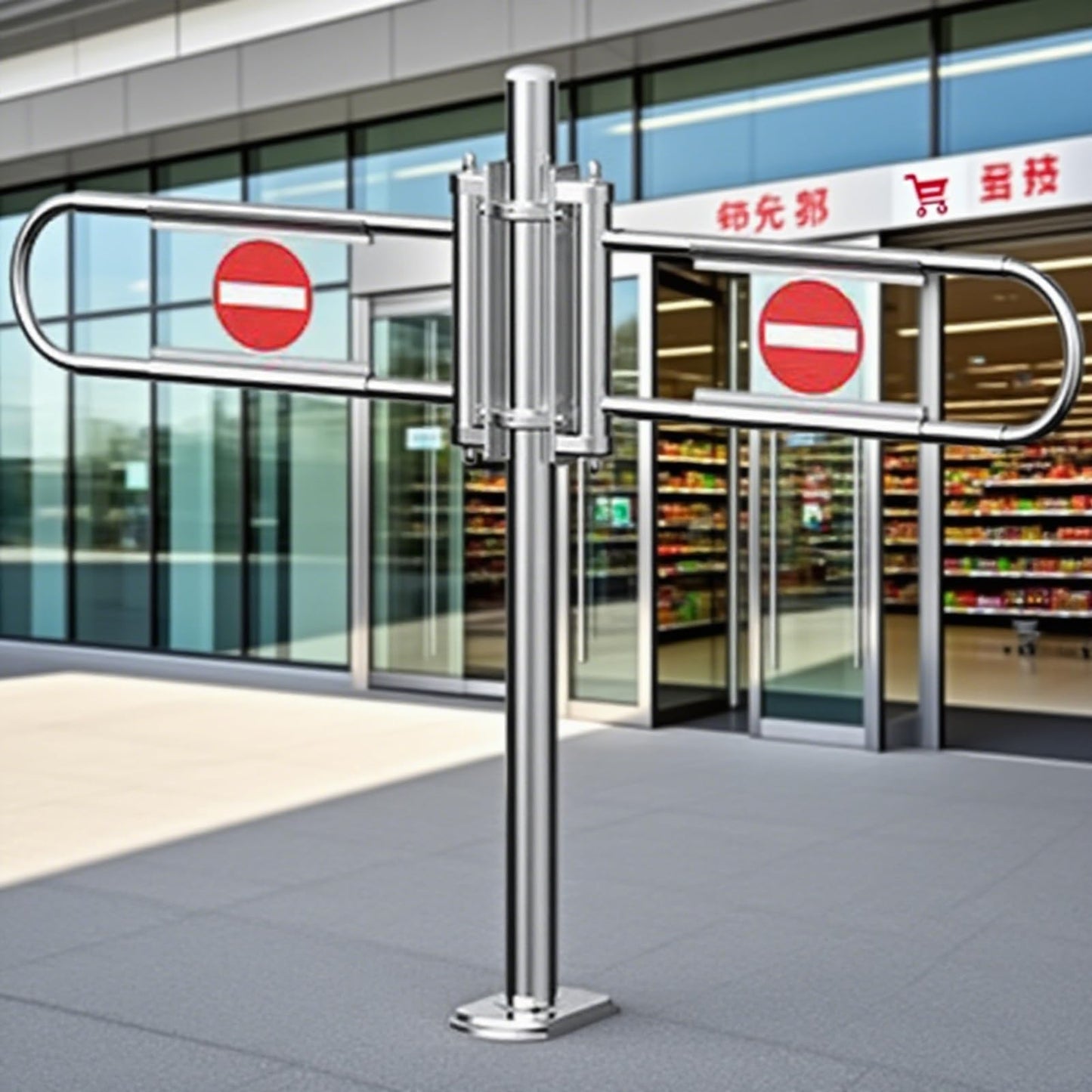 Stainless Steel Market Cashier Counter Safe Gate - ng-Loaded Automatic Swing Door for Pedestrian Access Library Use - 200x100cm Silver h