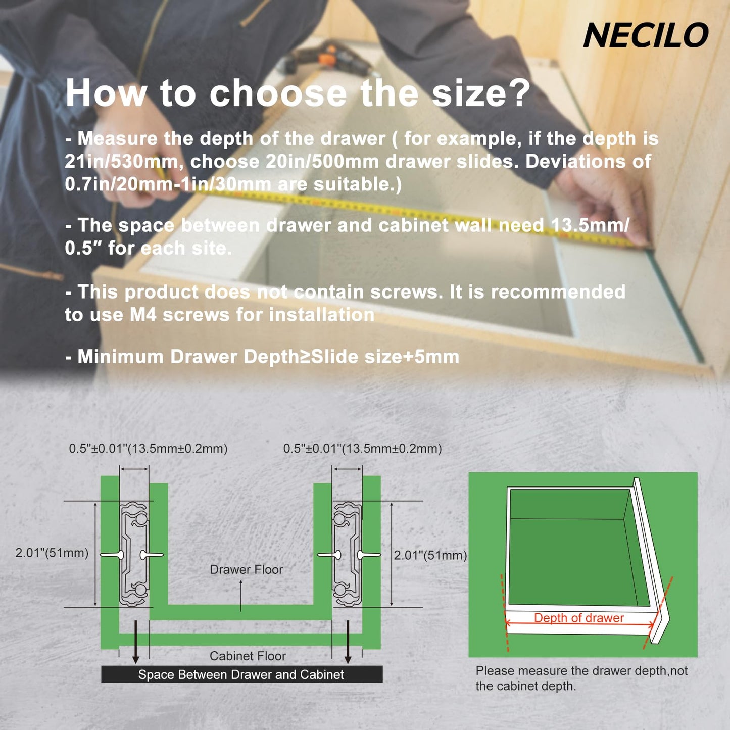 NECILO Heavy Duty Drawer Slides Without Lock, 150lb Capacity Full Extension Ball Bearing, 20 22 24 26 28 30 32 34 36 38 40 Inch Side Mount Metal Rails Track Guide, 1 Pair (Without Lock, 34 inch)