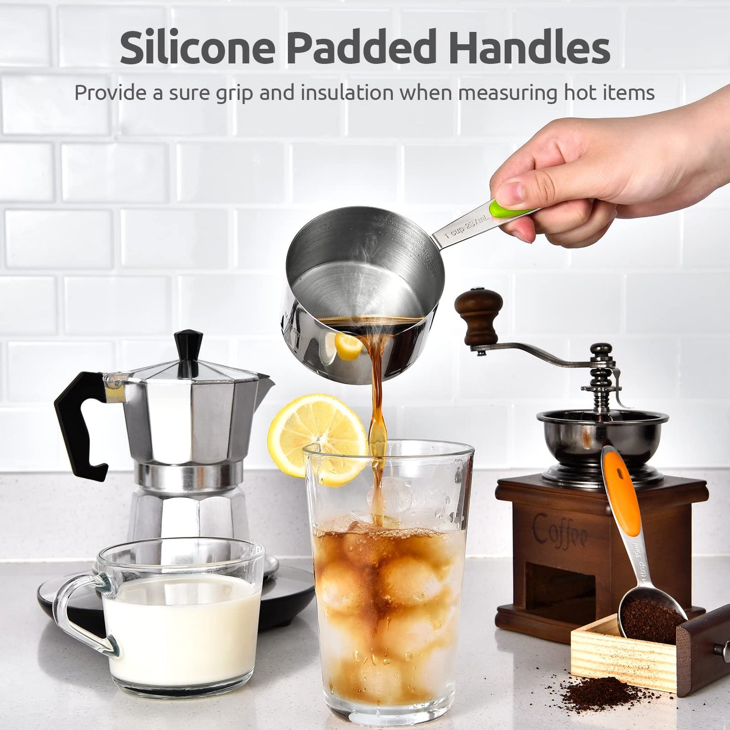 U-Taste 12 Piece Measuring Cups and Spoons Set in 18/8 Stainless Steel : 7 Measuring Cups & 5 Measuring Spoons