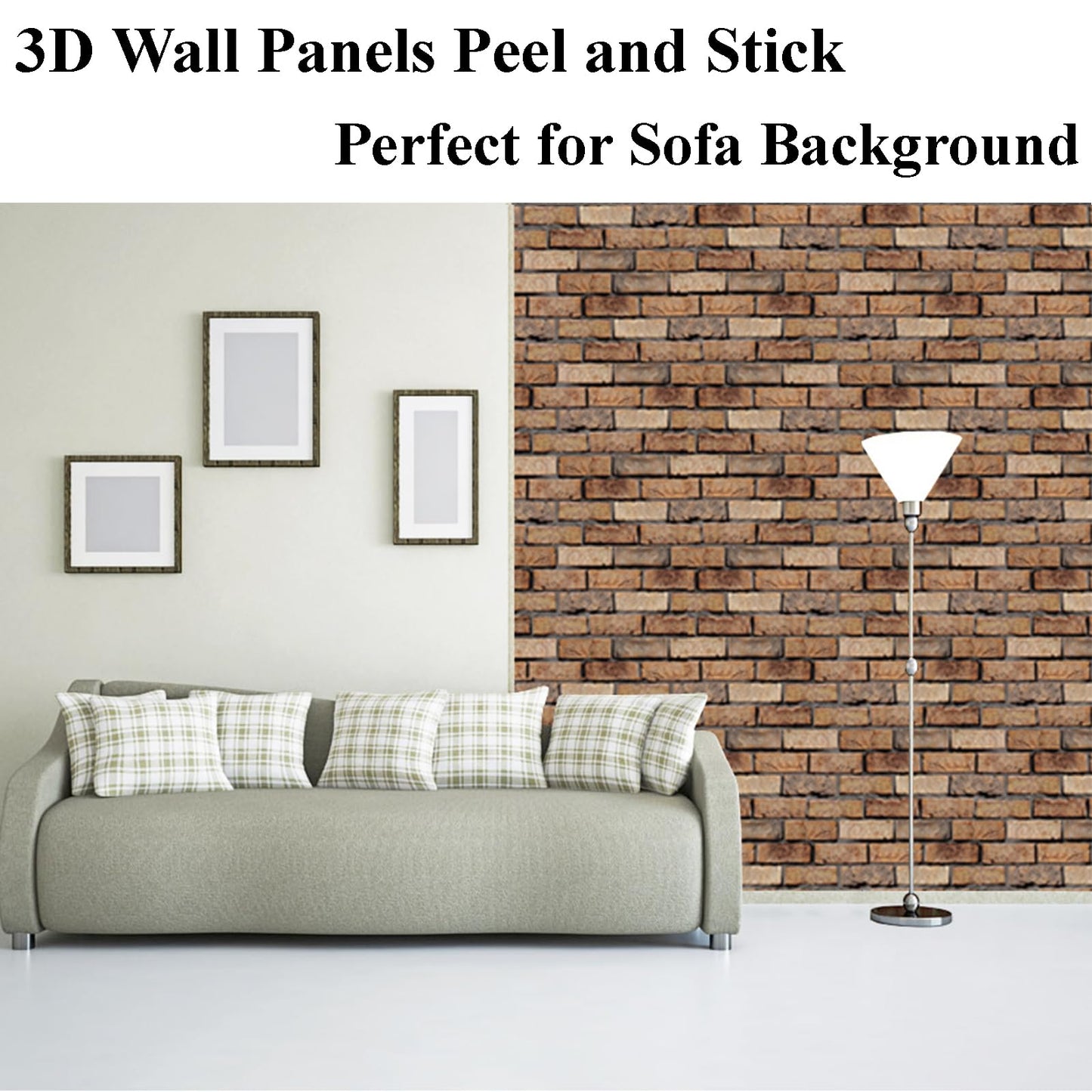 Veczom 3D Wall Panels Peel and Stick - 10 Pack Brick Textured PVC Panels, Waterproof Self-Adhesive Wall Tiles for Accent Walls, Kitchen, Bathroom, Bedroom & Office Decor