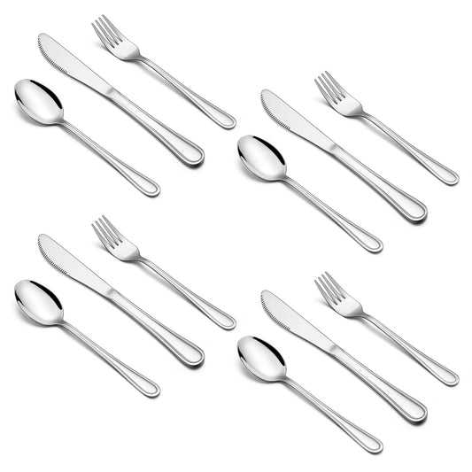 HaWare 12-Piece Kids Silverware, Stainless Steel Toddler Utensils Flatware Set, Preschooler Eating Utensils Includes 4 Spoons 4 Forks 4 Knives, Metal Children Cutlery for Home School, Mirror Finished