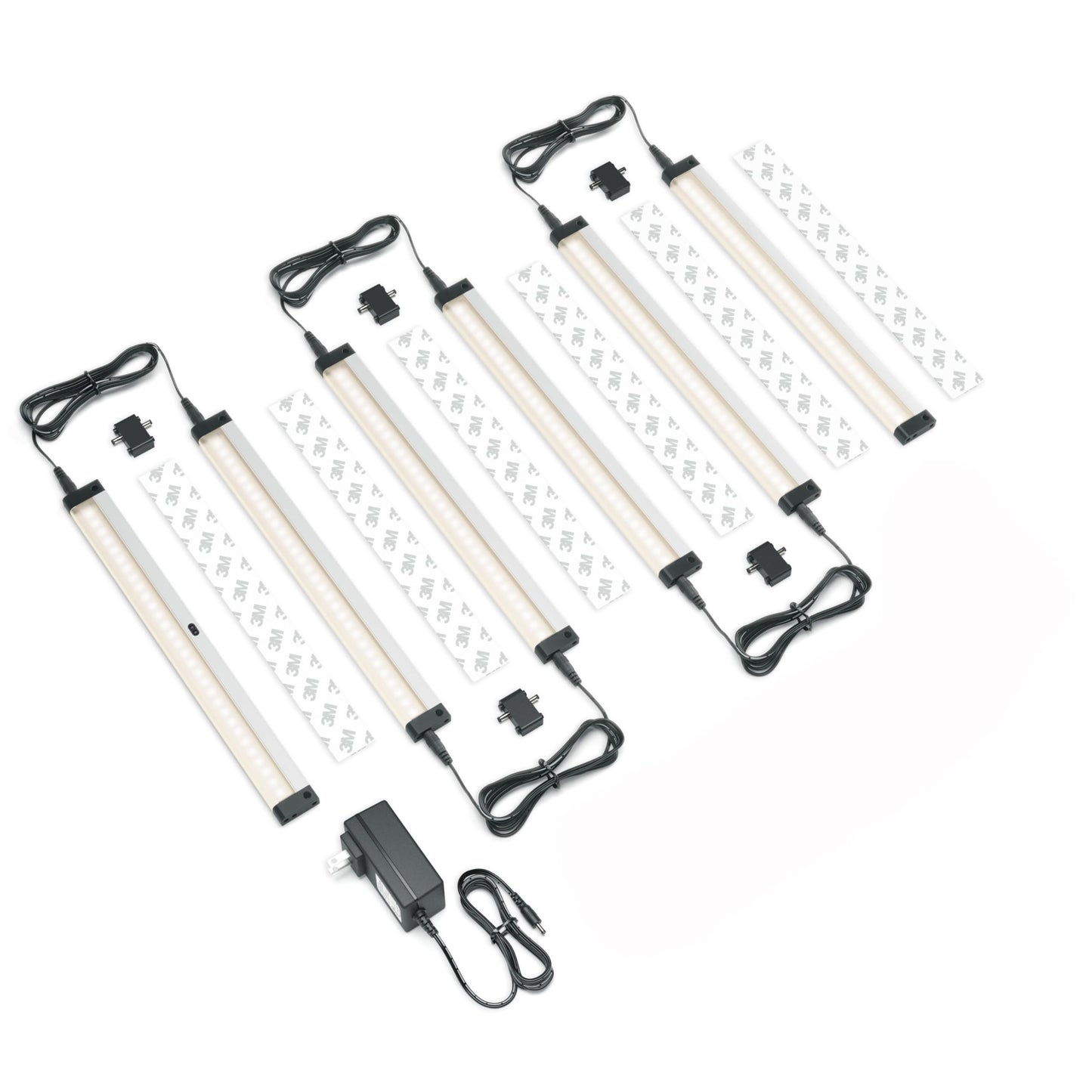 EShine Hand Wave Activated Under Cabinet LED Lighting Kit, Dimmable, 6-Pack 12 in - Touchless Dimming Control, Black Under Counter Lights for Kitchen, Garage, Office, Shelf - Warm White (3000K)