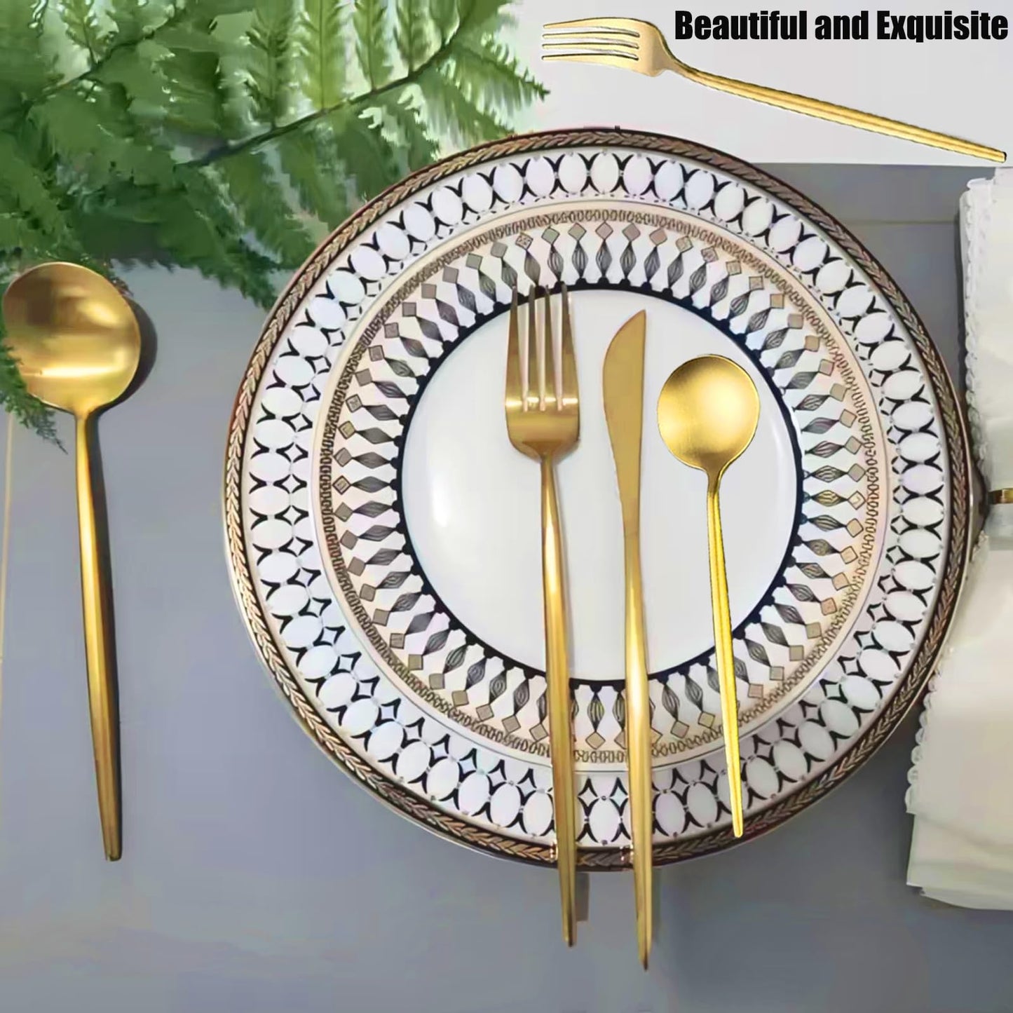 300-Piece Food Grade Gold Silverware Set, Luxury Flatware Set for 60 - Premium Stainless Steel Cutlery Set with Spoons Forks Knives, Shiny Gold Polished Kitchen Utensils for Home Restaurant Hotel