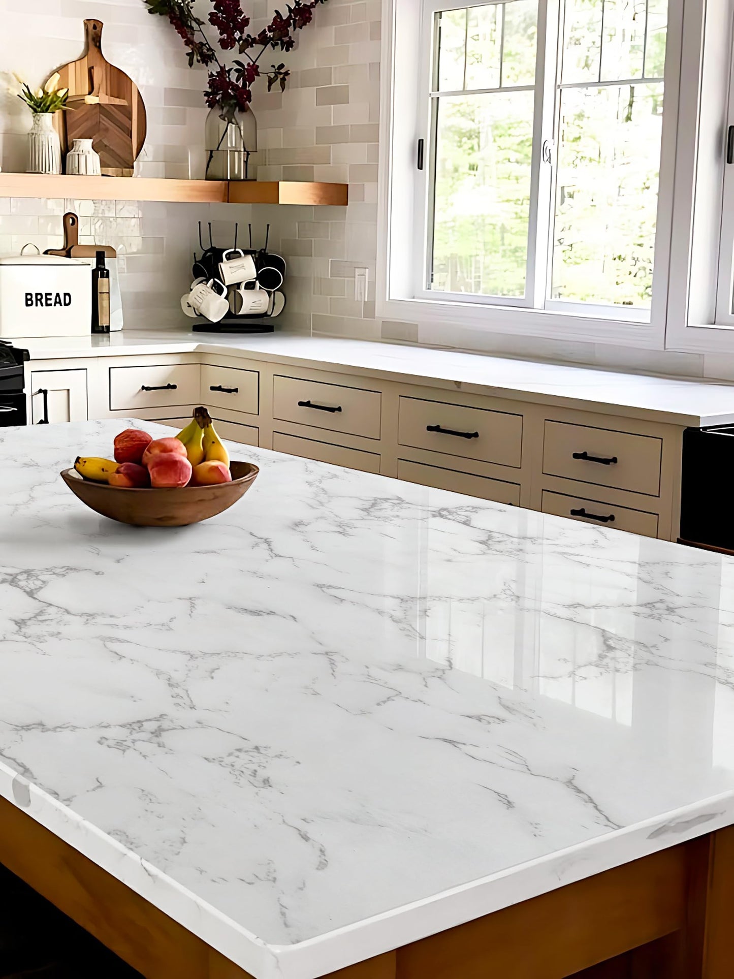 CiCiwind Marble Contact Paper for Countertops Glossy Granite Wall Paper Peel and Stick Waterproof Removable Self Adhesive Kitchen Wallpaper Decoral Kitchen Backsplash Cabinets Washroom 15.7" X393.7