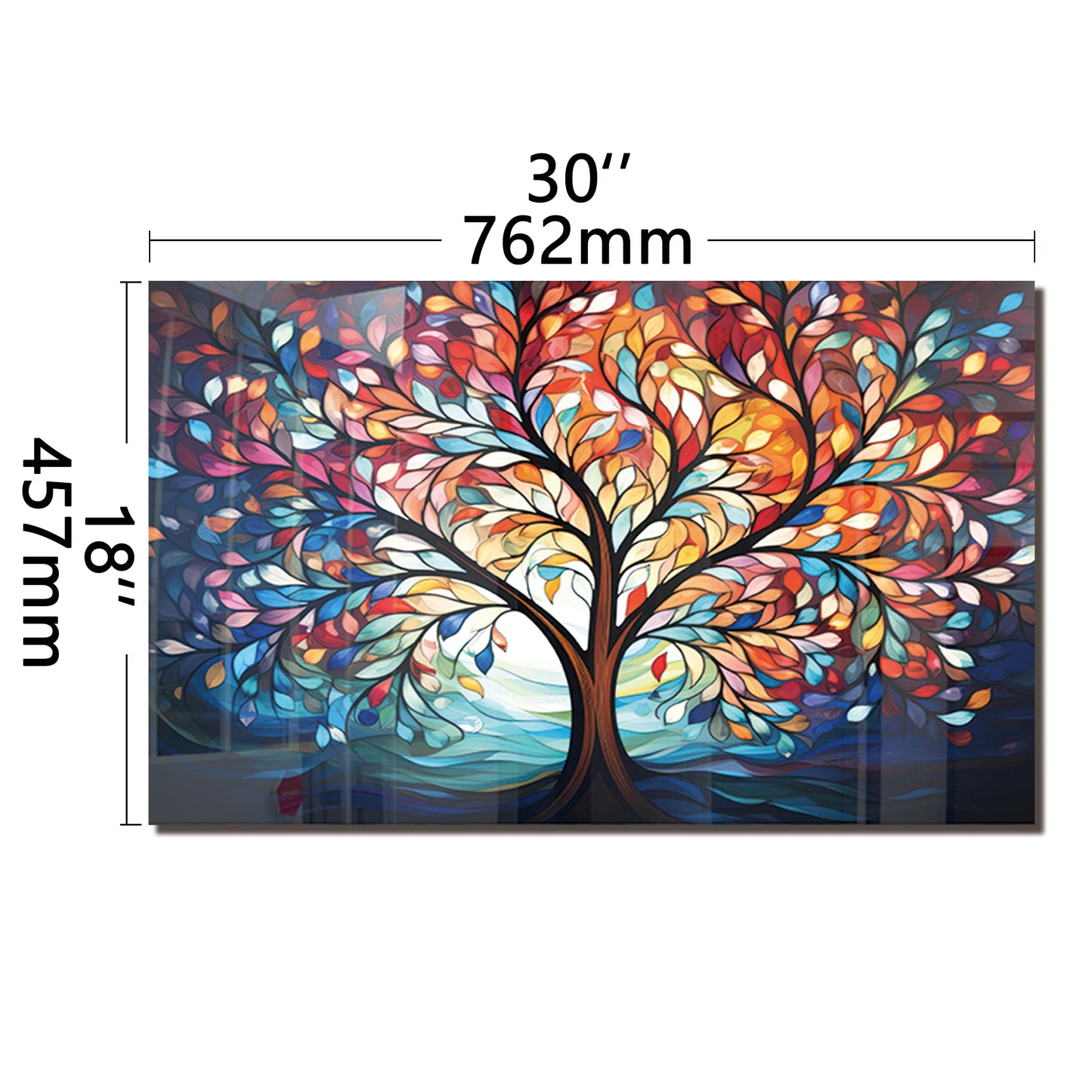 DAIFURONGE Tempered Glass Backsplash for Kitchen, Tree of Life Art Stove Backsplash Protector - Easy to Clean Wall Decor (Art Deco 2, 30"x18"(76.2x45.72cm))