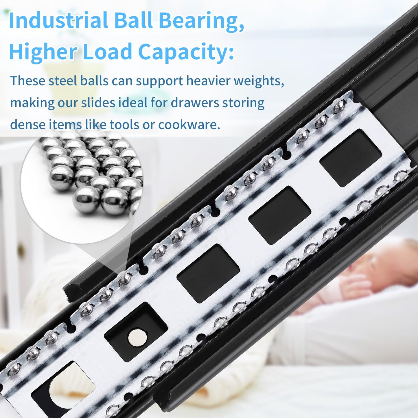 VAGUDE Drawer Slides 1 Pair Full Extension 10 12 14 16 18 20 22 24 inch Side Mount Rails Dresser Cabinet Bracket Replacement Ball Bearing Tracks Guide Metal Runner 100 LB (Basic-1 Pair, 10 Inch)