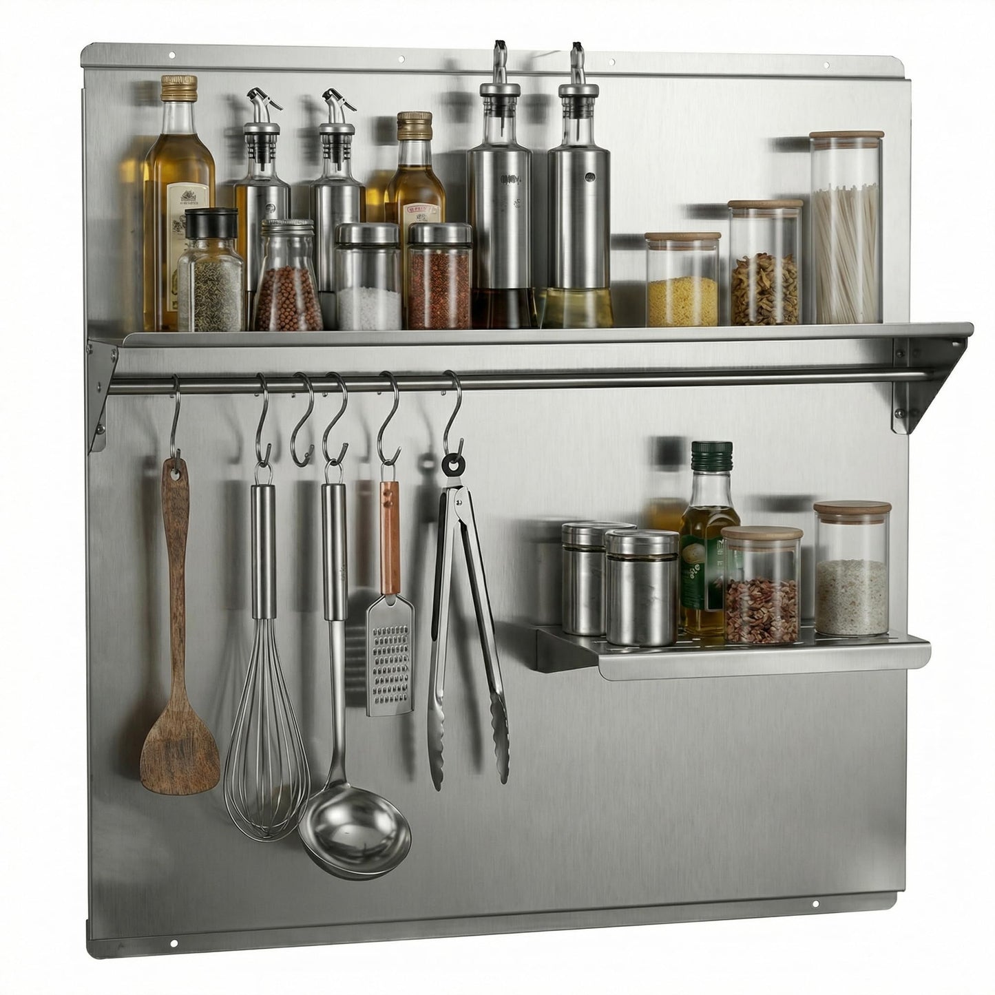MIAOOWITH 36×29.5 Inch Stainless Steel Stove Backsplash with Shelf, Rust-Proof Kitchen Wall Protector Stainless Steel - Easy No-Drill Installation