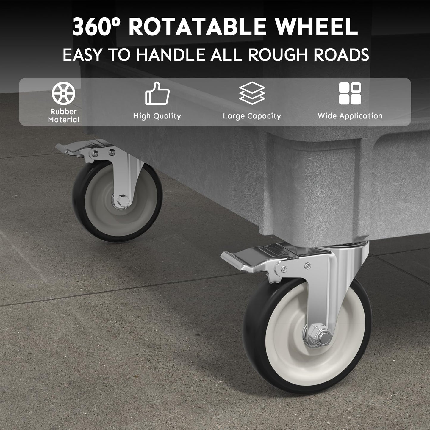Wanmwill Utility Cart on Wheels, Heavy Duty Large Flat Top Rolling Service Cart, 46 x 25 Inch Work Carts, 2 Shelf 1000 lbs Capacity Plastic Tool Cart, for Warehouse, Garage, Cleaning, Gray