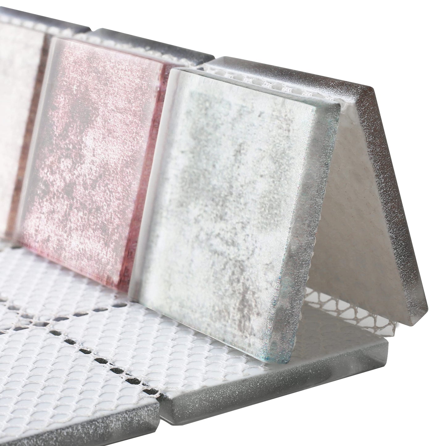 Parrotile Antique 2'' x 2'' Glass Squared Tile Glazed Red Grey Grid Mosaic Wall Backsplash Tile PT31 (Box of 5 Sheets)