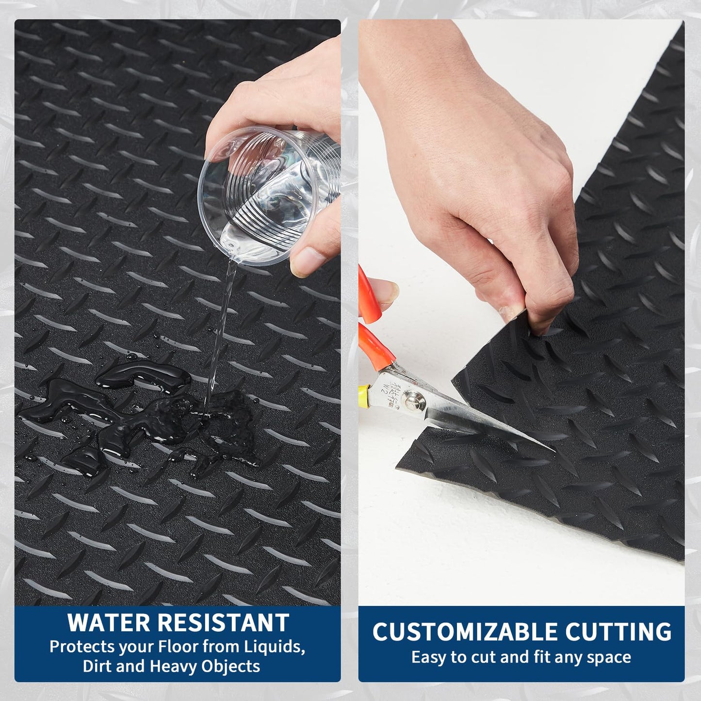 7.8 x 22 FT Garage Floor Mat, 2.8mm Thickened Diamond Plate PVC Garage Mats Flooring Roll for Under Car, Garage Car Parking Mats for Compact SUVS, Sports Car