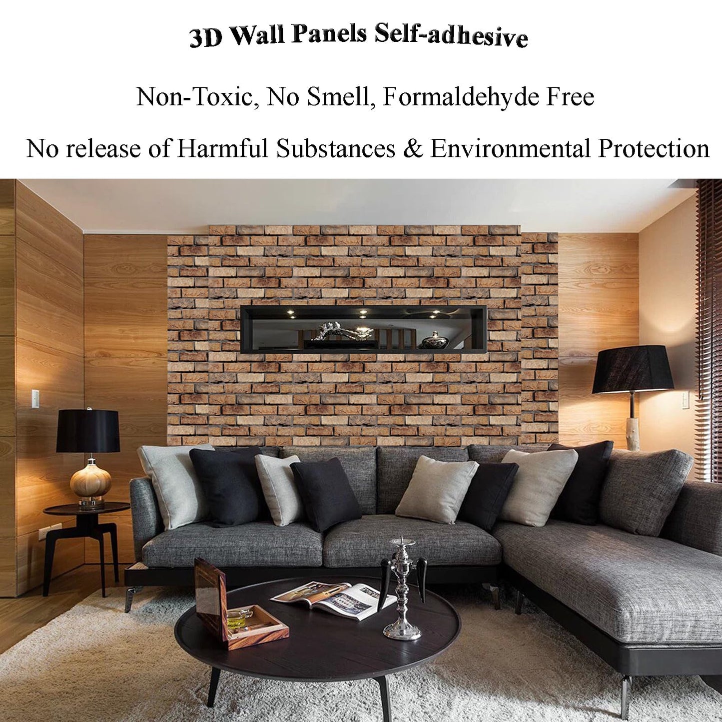 Veczom 3D Wall Panels Peel and Stick - 10 Pack Brick Textured PVC Panels, Waterproof Self-Adhesive Wall Tiles for Accent Walls, Kitchen, Bathroom, Bedroom & Office Decor
