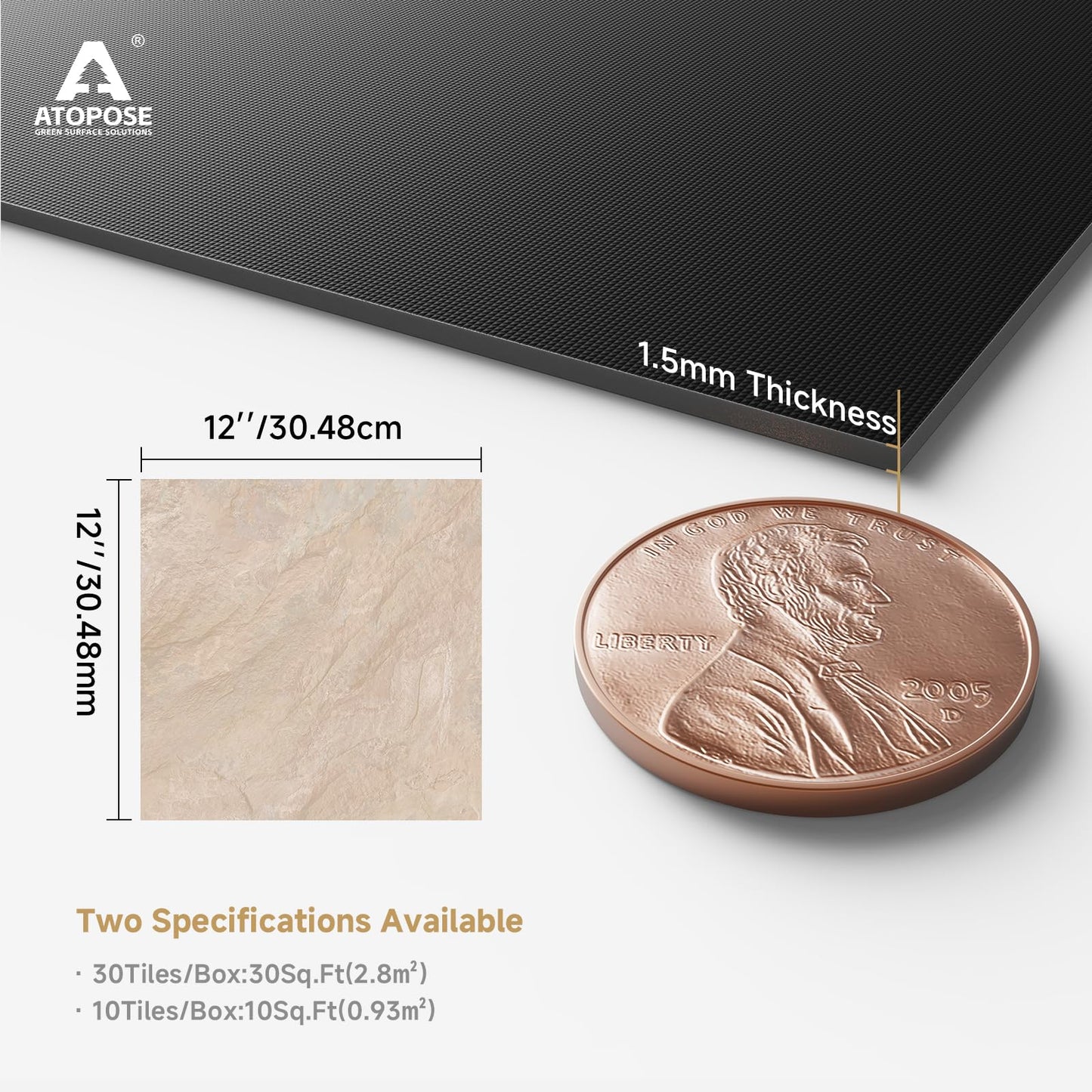 ATOPOSE Peel and Stick Floor Tiles 12 x 12 inch 30-Pack, Self Adhesive,Easy DIY & Waterproof for Kitchen, Dining Room, Bedrooms, Cover 30 Sq.Ft, Beige Stone