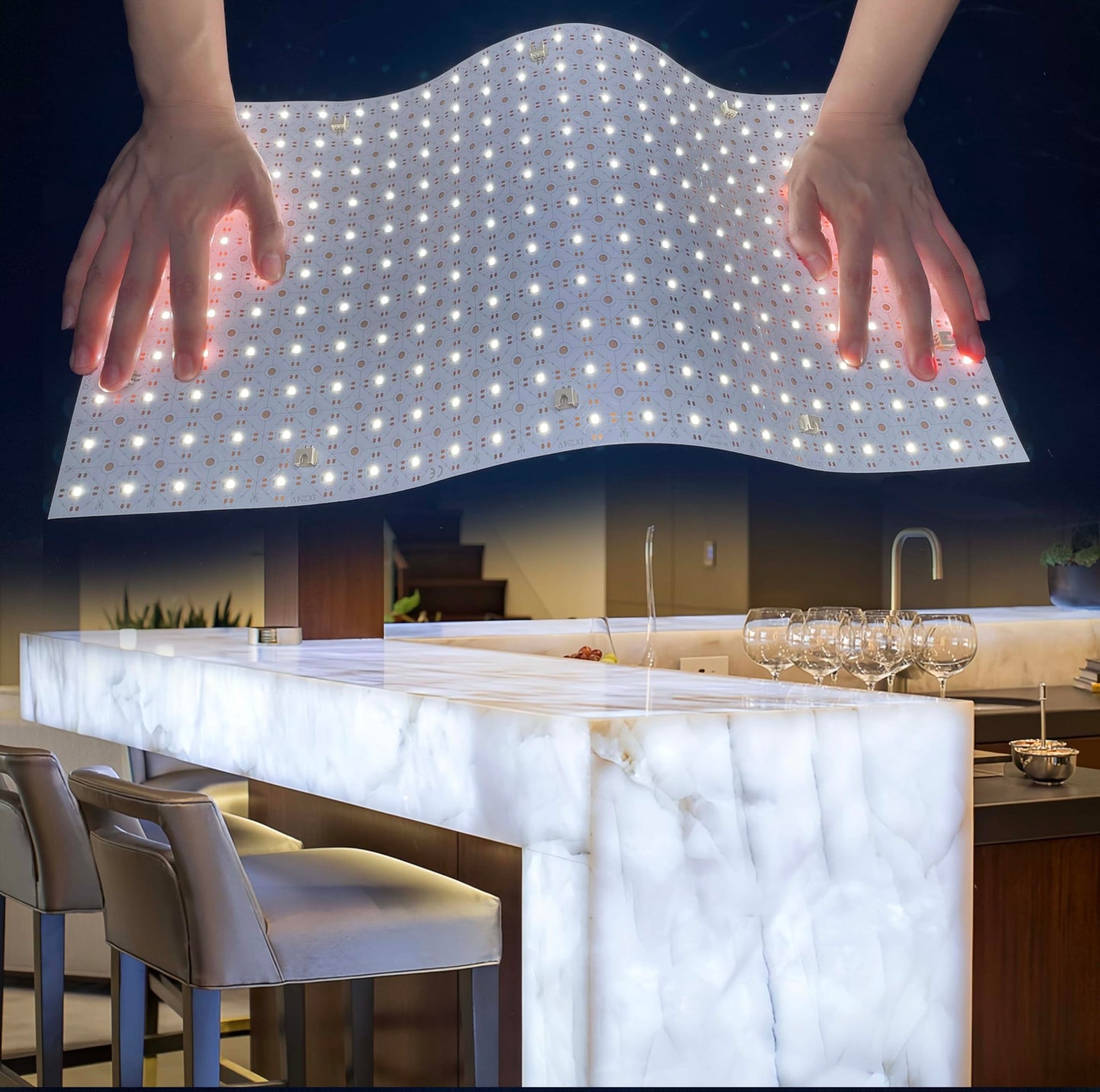 VALIKIY 12-Pack LED Backlight Sheet 24V 36W 6000K White, 19.3X9.6 inches Each Unit, Dimmable Flexible LED Panel Sheet for Backlit Translucent Stone/Marble/Onyx/Quartz Countertops Walls