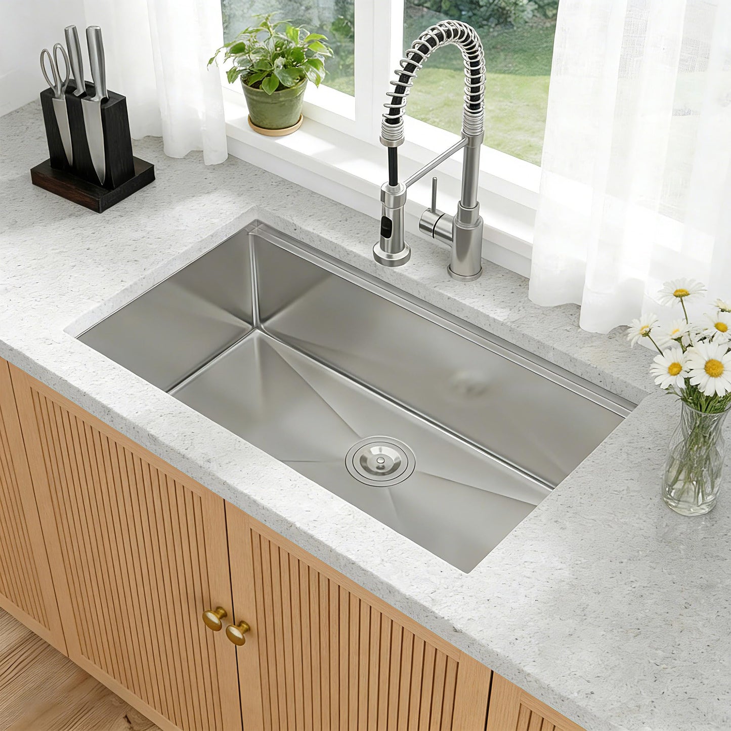 32 Inch Undermount Kitchen Sink, 16 Gauge Stainless Steel Workstation Sink with Accessories, Single Bowl, Brushed Finish (32"x19"x10")