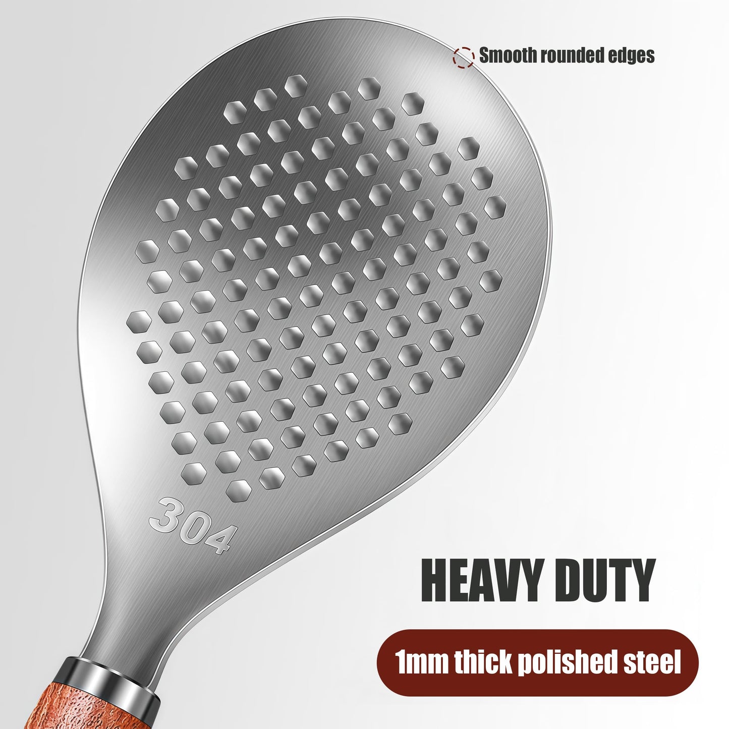 Stainless Steel Rice Paddle with Rosewood Handle, Stand Up Design, Non Stick Head