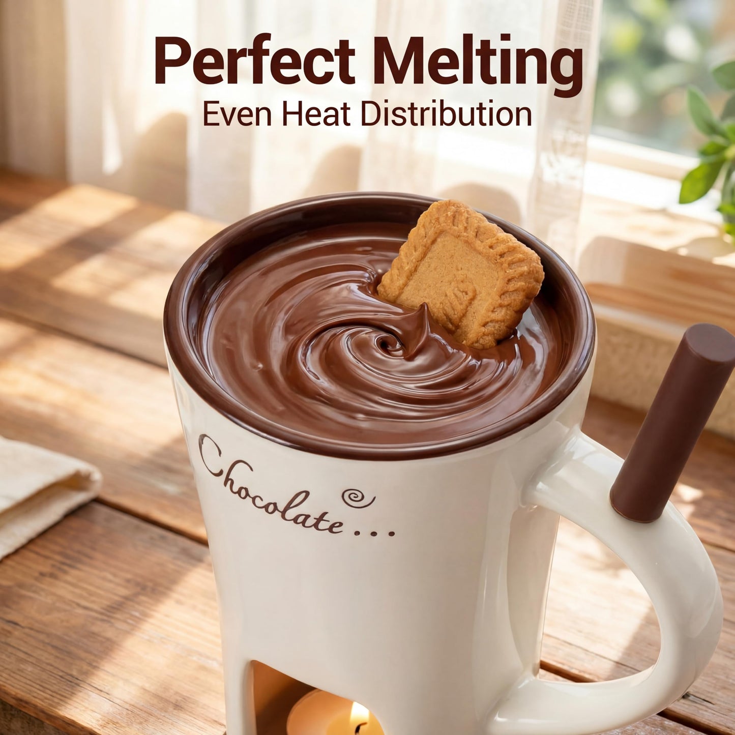 Fondue Mug Set for Chocolate Ceramic Melting Cups Tealight, Mini Fondue Pot Kit with Fork & Candle,Candy warmer, Perfect Gift for Date Nights Valentines Birthday Wedding Gift Dessert lovers (1, White)