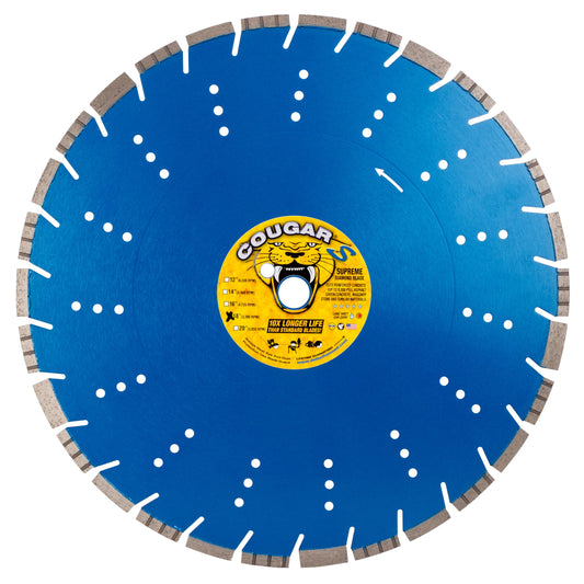 Cougar S 18 Inch Concrete Diamond Blade, Supreme Segmented Blade, Dry/Wet Fast Cutting High-PSI Concrete, Asphalt, Green Concrete, Stone, 1" Arbor