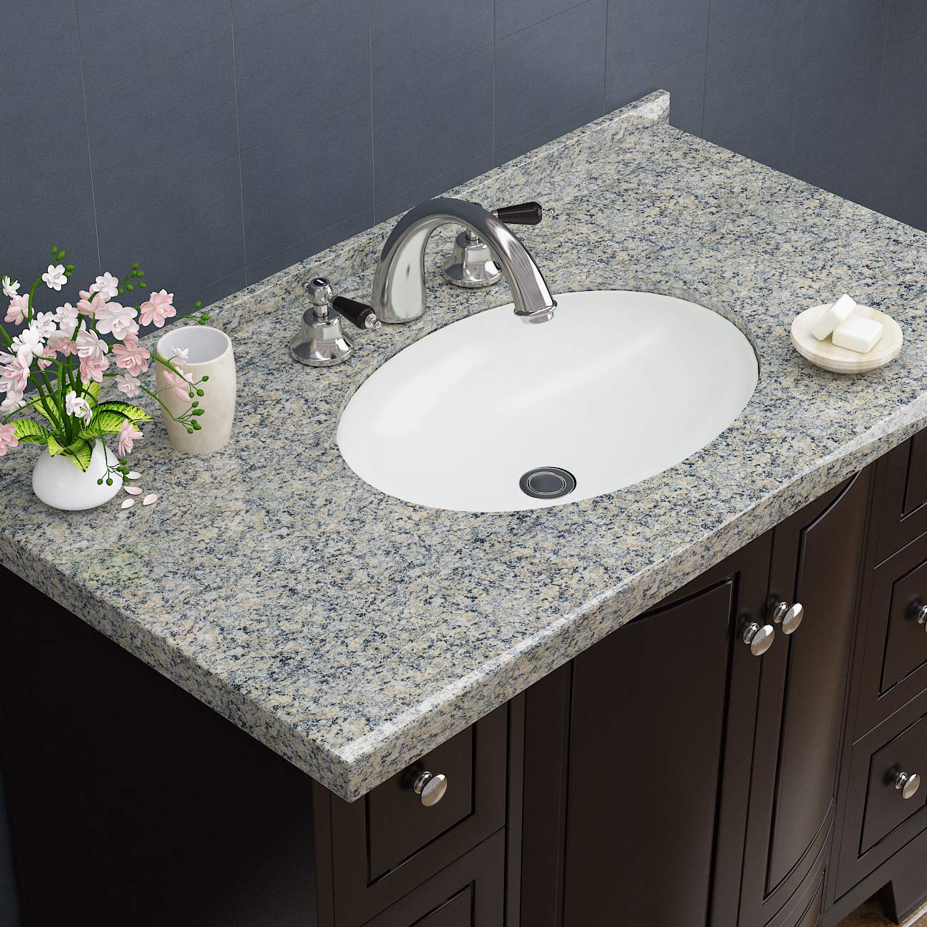 Livelynine Granite Contact Paper for Countertops Waterproof Kitchen Countertop Peel and Stick Wallpaper for Bathroom Sink Desk Vinyl Wrap Grey Laminate Marble Sticker Counter Top Covers 15.8x78.8 Inch