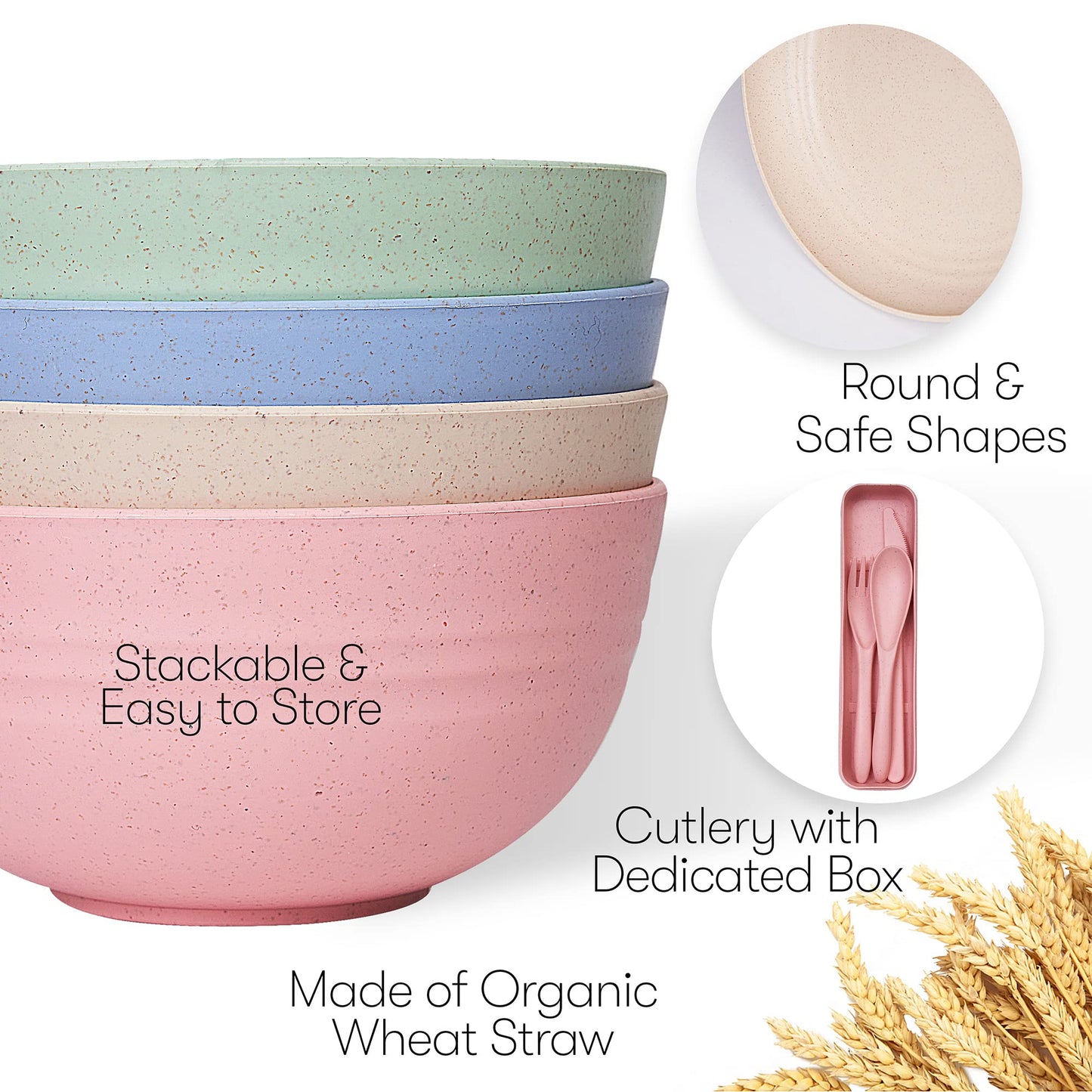 Wheat Straw Dinnerware Sets | Unbreakable Dinnerware Sets | Dishwasher Microwave Safe Dinnerware | Eco Friendly Non Breakable Dinnerware Sets | RV Outdoor Camping (Multi, Service for 4 (28 pcs))