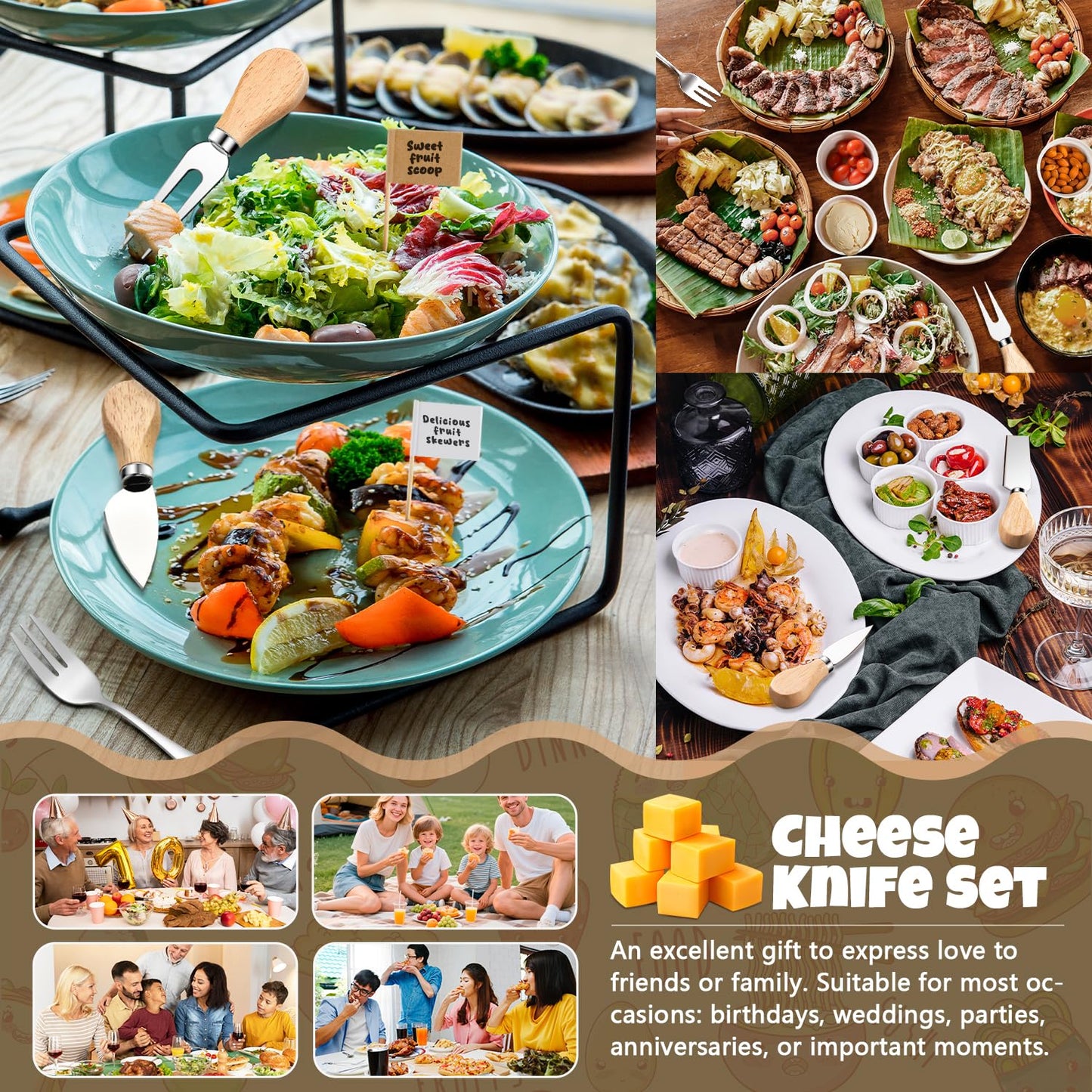 Charcuterie Boards Accessories Charcuterie Utensils Cheese Butter Spreader Knife Set Small Serving Tongs Forks and Spoons Dipping Bowls Honey Dippers Toothpick Flags for Appetizers & Serving Platters