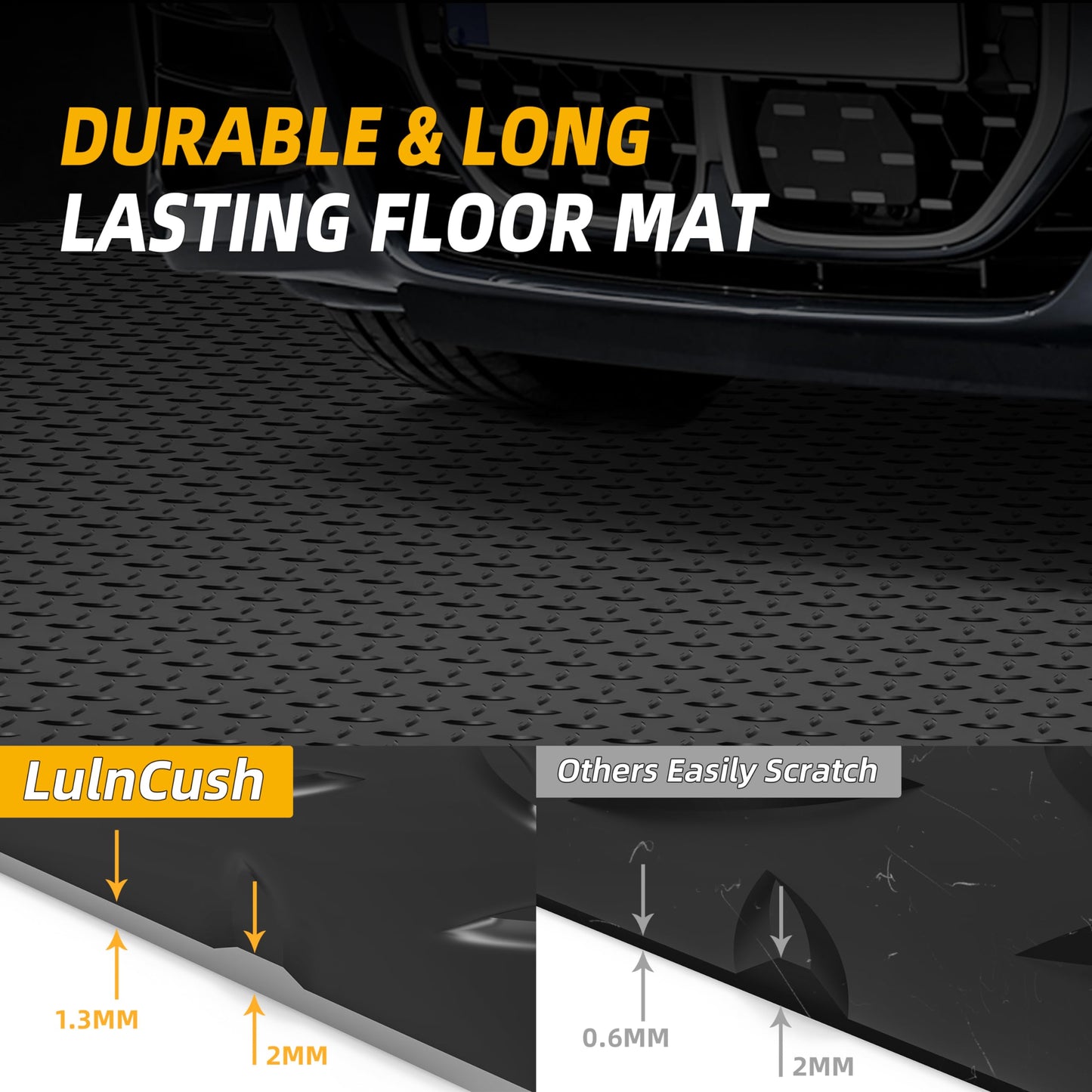 LulnCush 8.2x21 FT Garage Floor Mat, 2.8mm Thickened Diamond Plate PVC Garage Flooring Roll for Under Car Parking, Heavy Duty Garage Floor Protector 172.2 SQFT for Garage, RV Trailer, Basement, Black