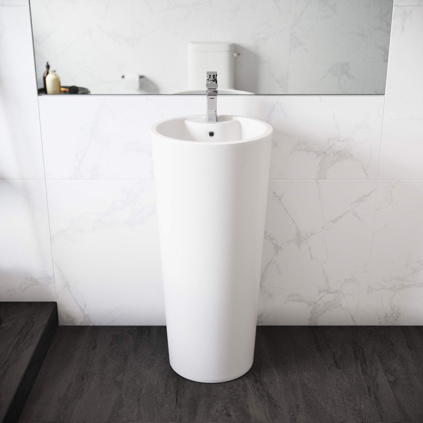 Swiss Madison Well Made Forever SM-PS307, Monaco Circular Pedestal Sink, Glossy White