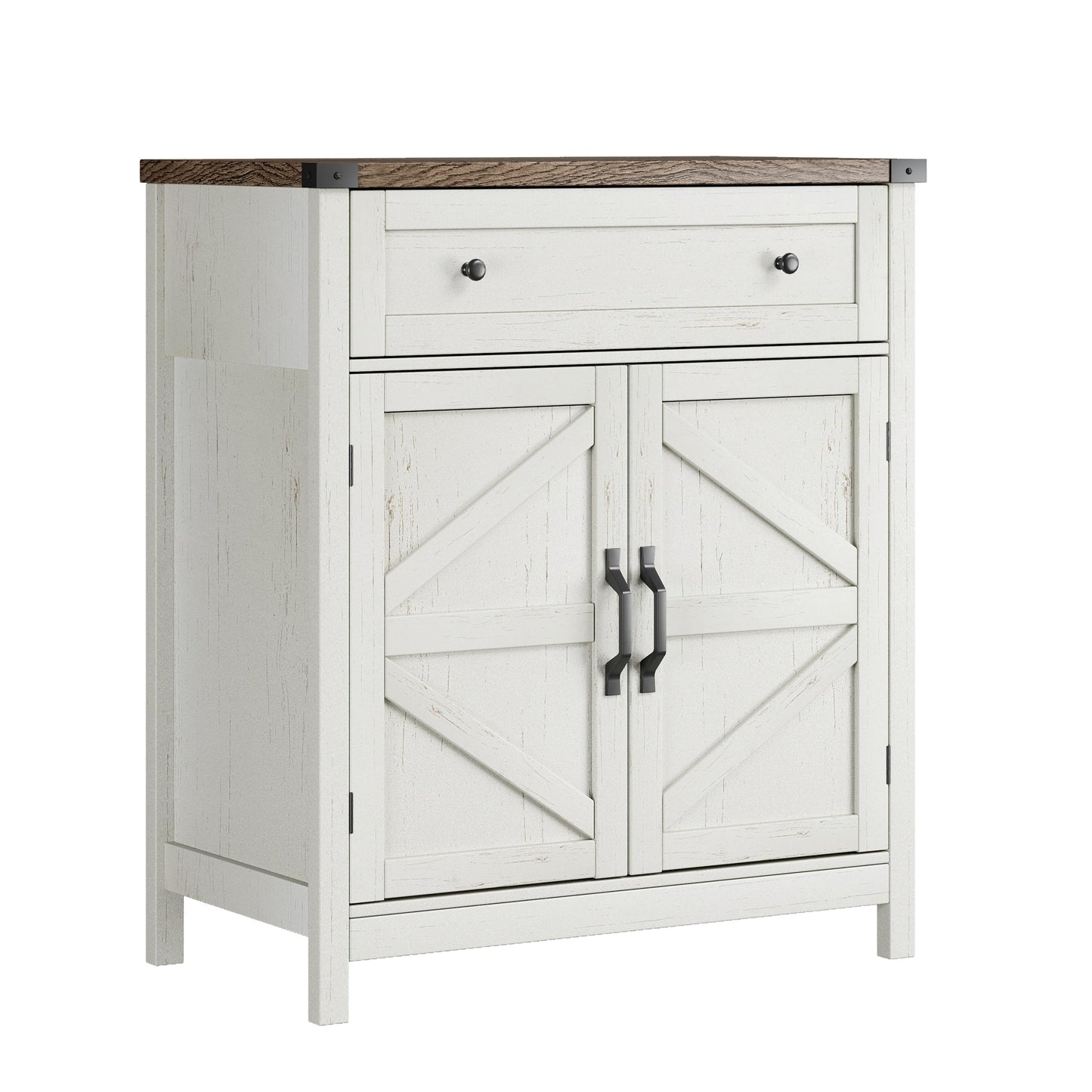 ChooChoo Kitchen Storage Cabinet, Coffee Bar Cabinet, Farmhouse Buffet Sideboard with Drawer for Kitchen, Living Room, White