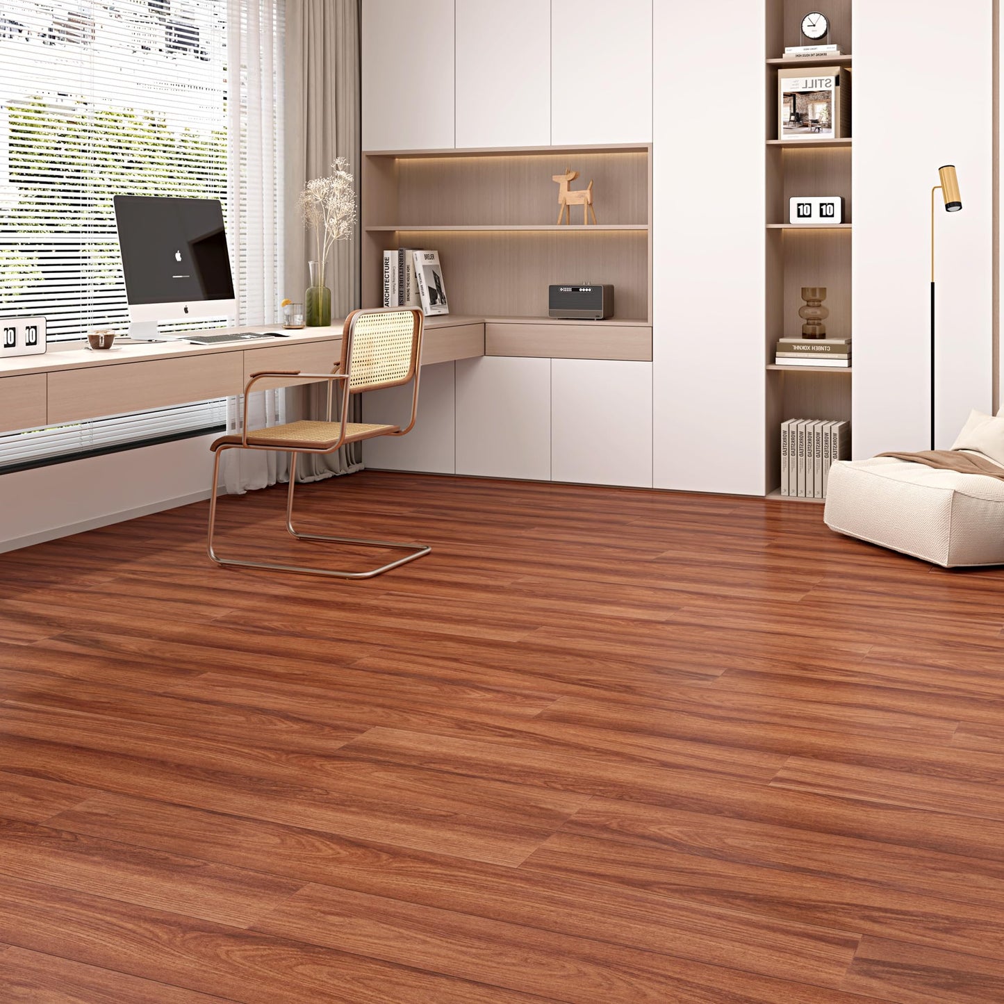 Hilarious Peel and Stick Vinyl Floor Tiles, Red Mahogany Wood 36 PCS 54 Sq.Ft Waterproof Stick On Flooring Self Adhesive Vinyl Flooring Stick on Tiles Vinyl Plank DIY for Bathroom Kitchen Living Room