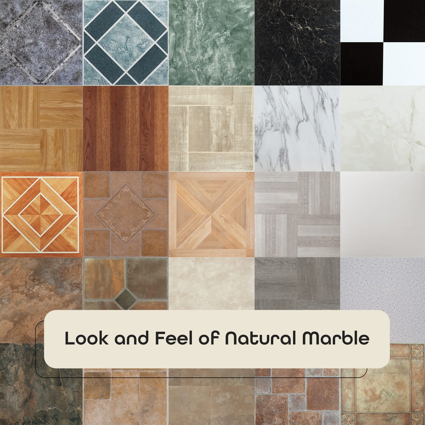 Tivoli Self Adhesive Vinyl Floor Tiles, 45 Tiles - 12" x 12", Marble Blocks - Peel & Stick, DIY Flooring for Kitchen, Dining Room, Bedrooms, Basements & Bathrooms by Achim Home Decor