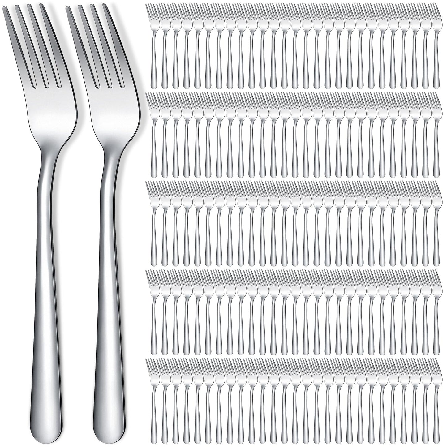 Syhood 300 Pcs Stainless Steel Dinner Forks Set 8 Inch Bulk Metal Forks Restaurant Silverware Mirror Polished Salad Dessert Utensils for Home Hotel Kitchen Event Supplies