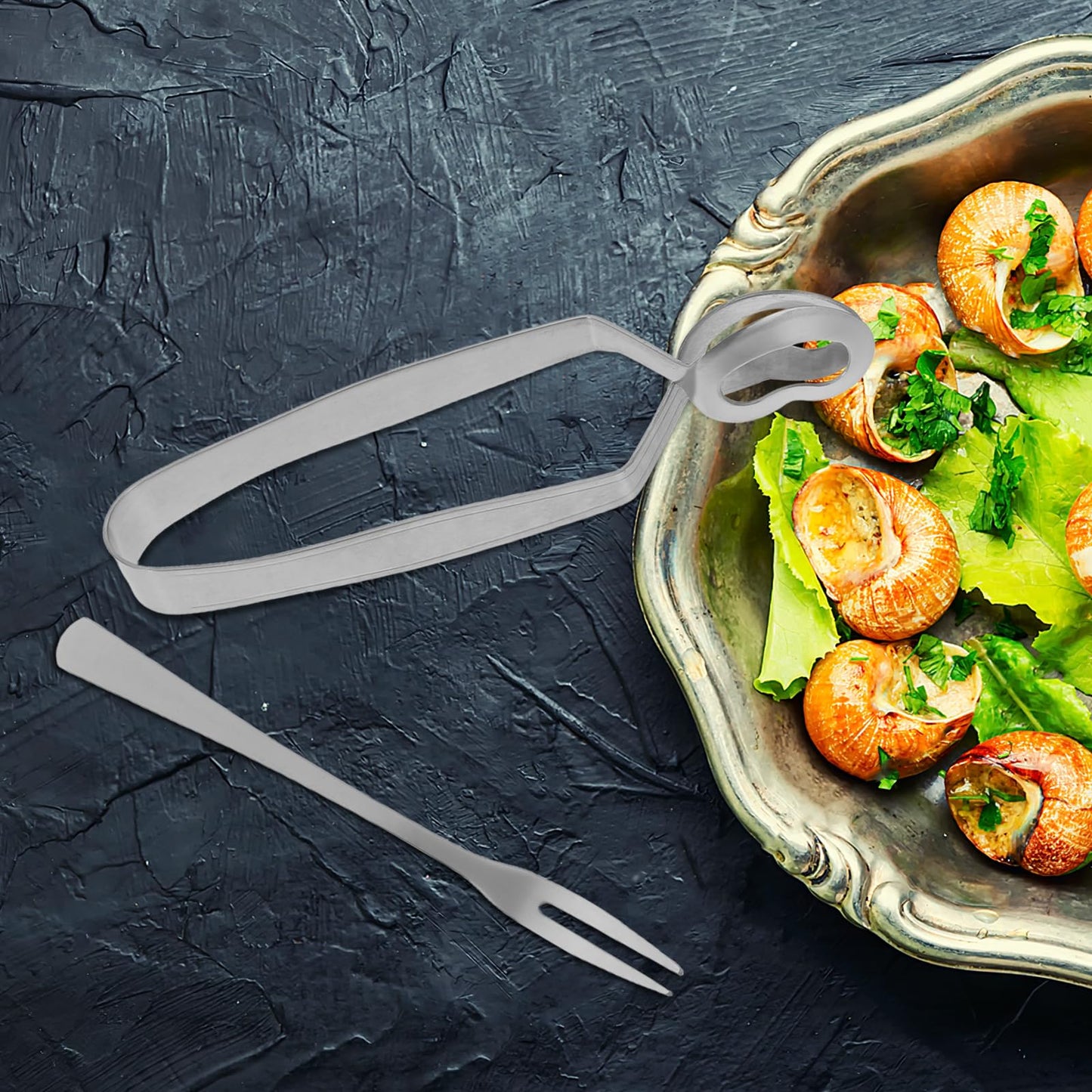 Luxshiny 6Pcs Stainless Steel Snail Cutlery Set - Escargot Tongs and Forks for Perfect Dinner Experience Ideal for Snails Seafood and Small Foods