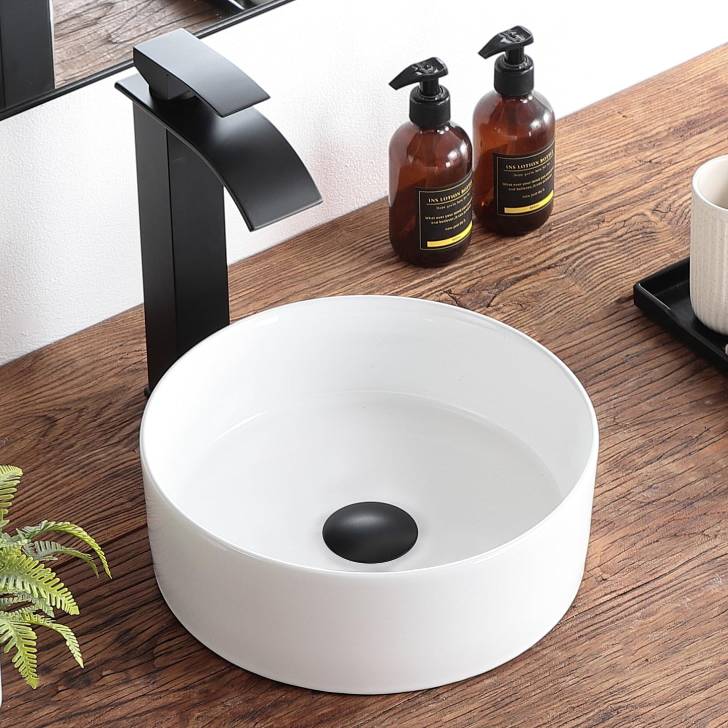 KDKSC Small Bathroom Vessel Sink 12"x12" Round Bathroom Sink White Ceramic Bathroom Sinks Modern Above Counter Art Basin